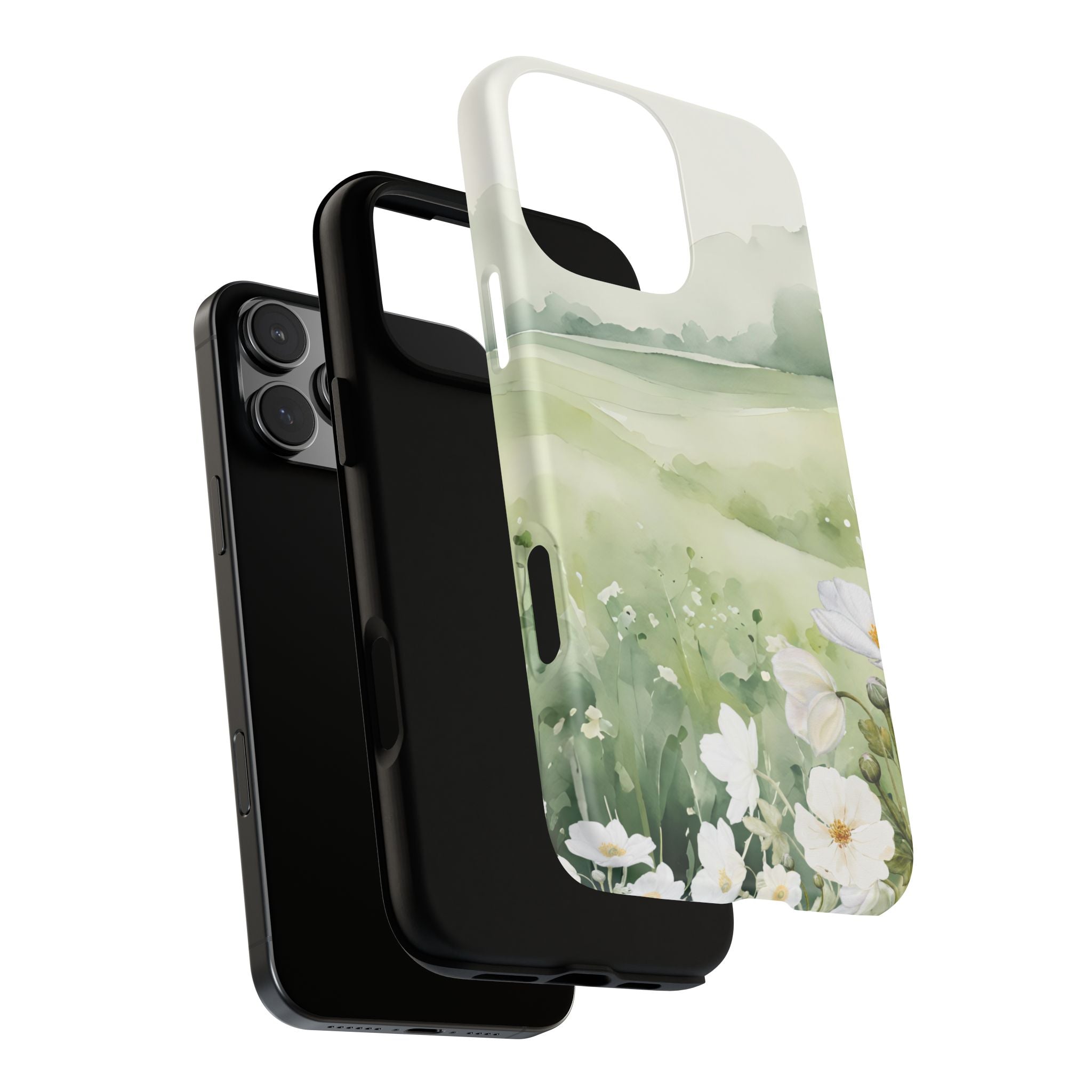 Phone Case - Soft Serene Landscape with White Flowers