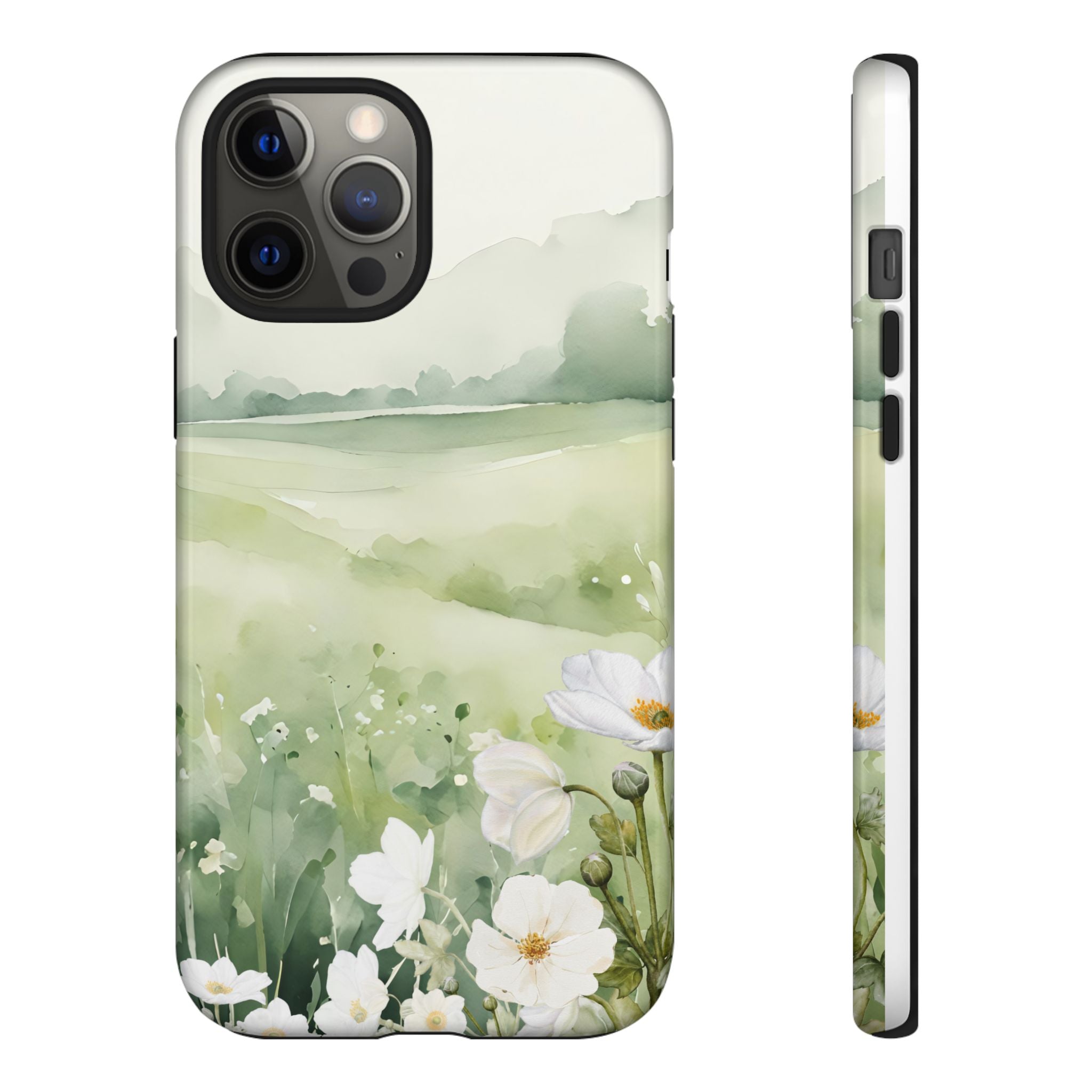 Phone Case - Soft Serene Landscape with White Flowers