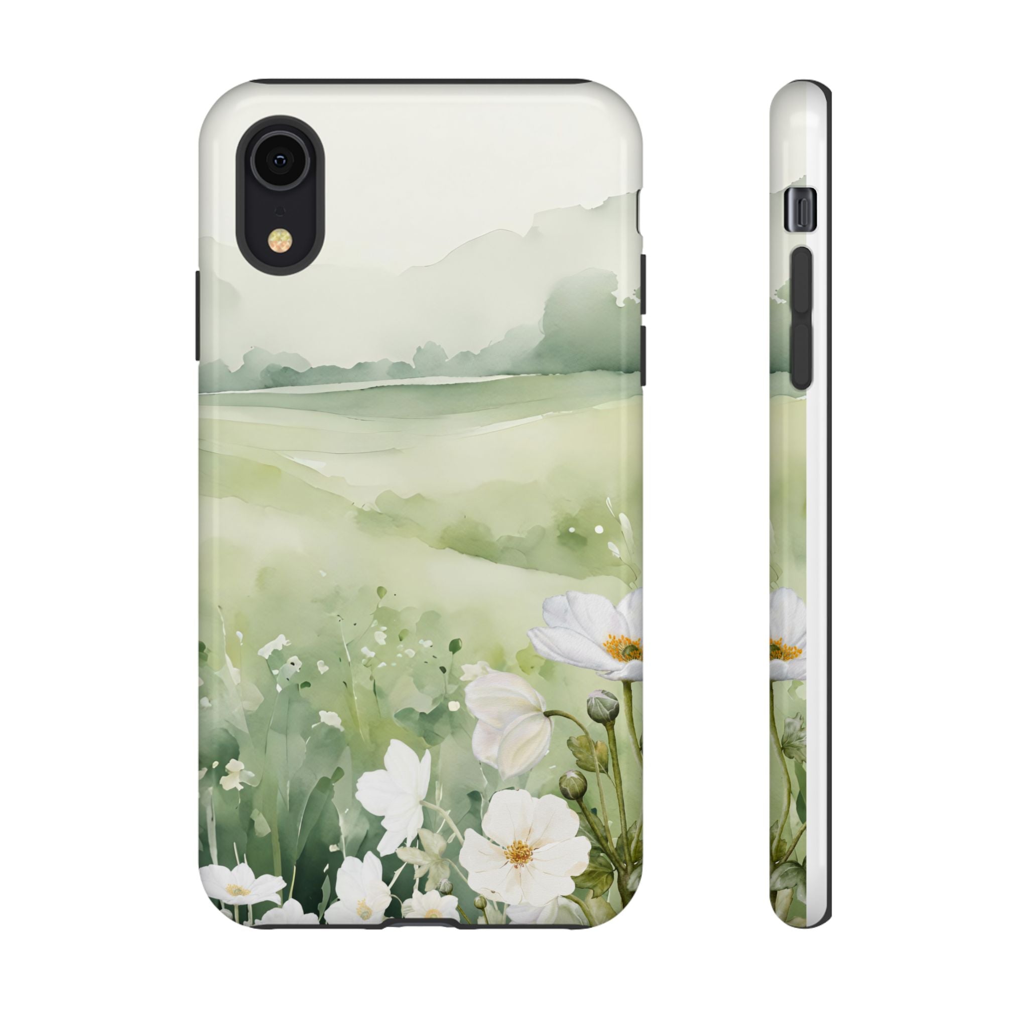 Phone Case - Soft Serene Landscape with White Flowers
