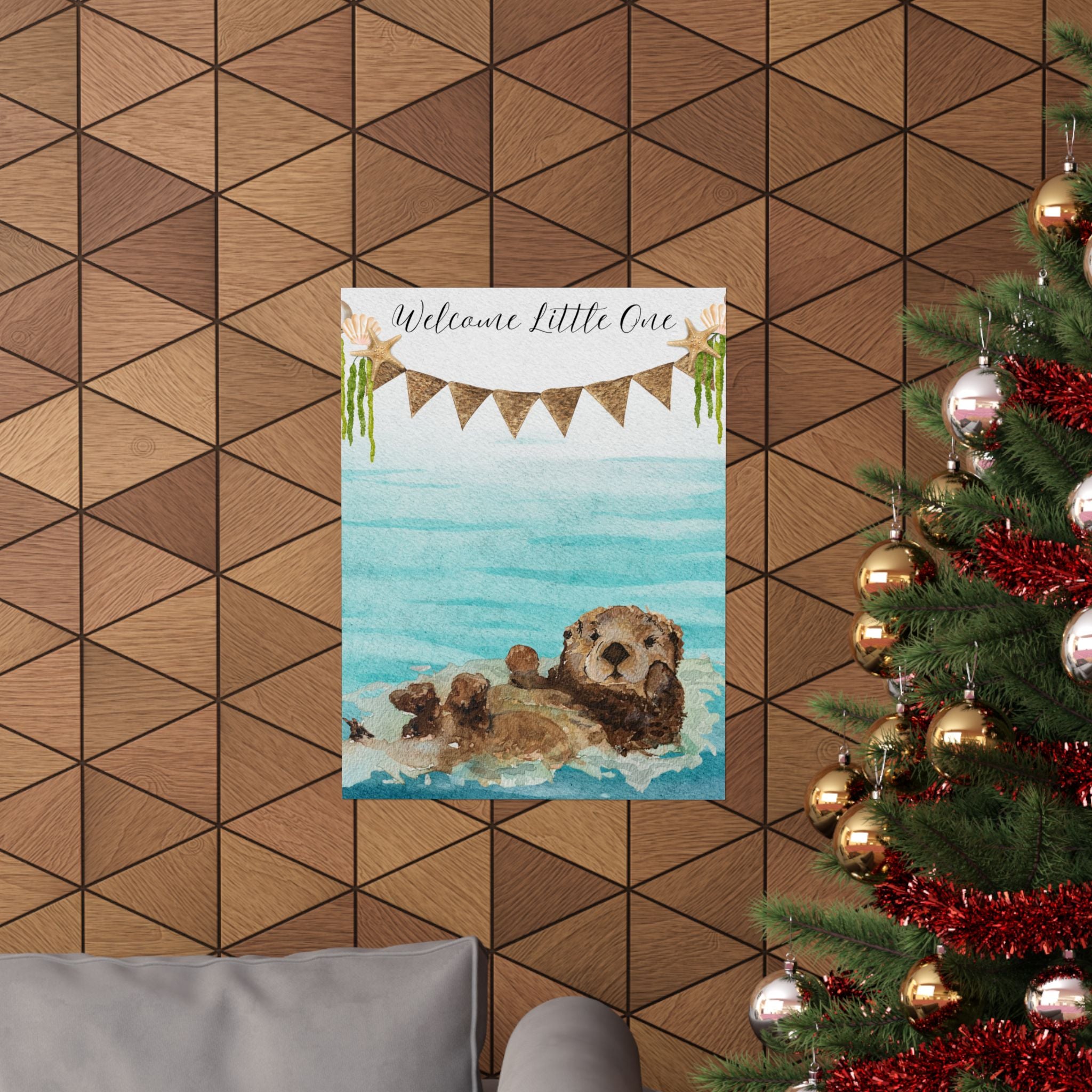 Vertical Poster - Sweet Little Sea Otter Nursery Decor 18 x 24, 20 x 30, 24 x 36