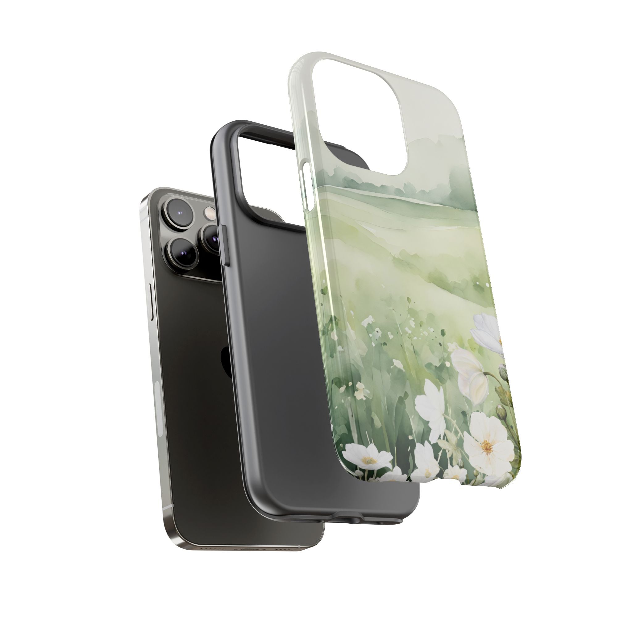 Phone Case - Soft Serene Landscape with White Flowers