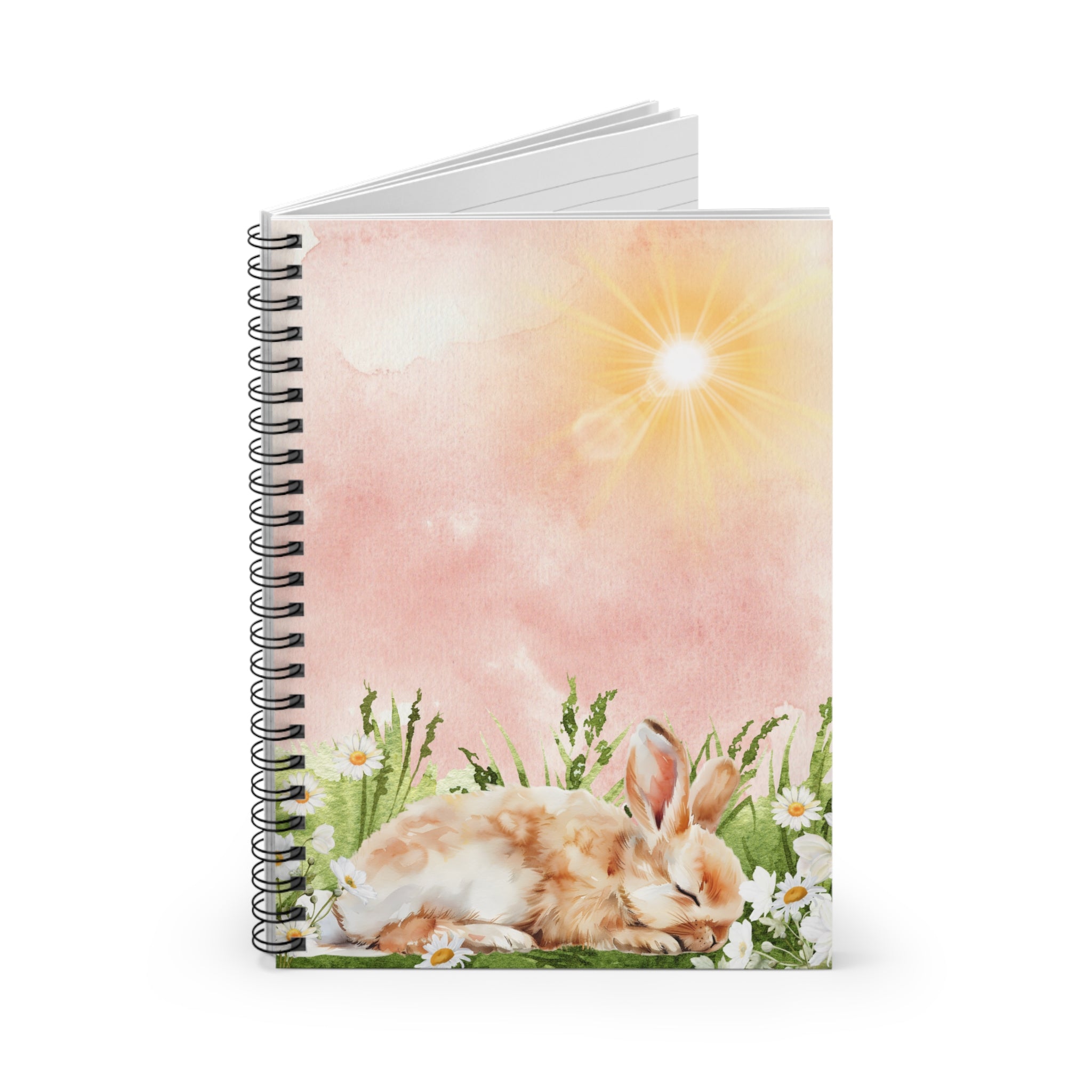 Floral Bunny Spiral Notebook - Cute Ruled Journal for Nature Lovers