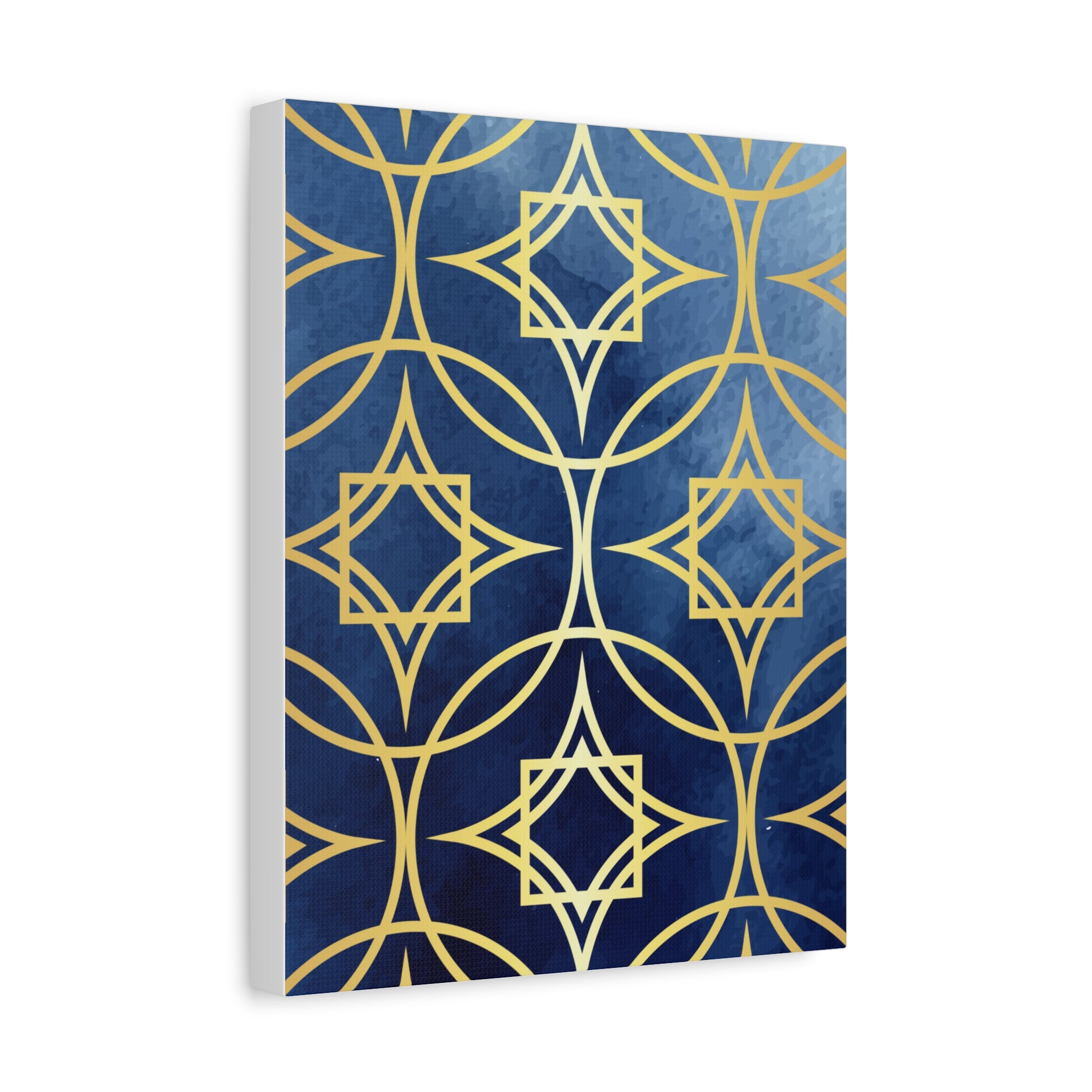 Elegant Blue and Gold Geometric Canvas Wall Art 12 x9, 11x14