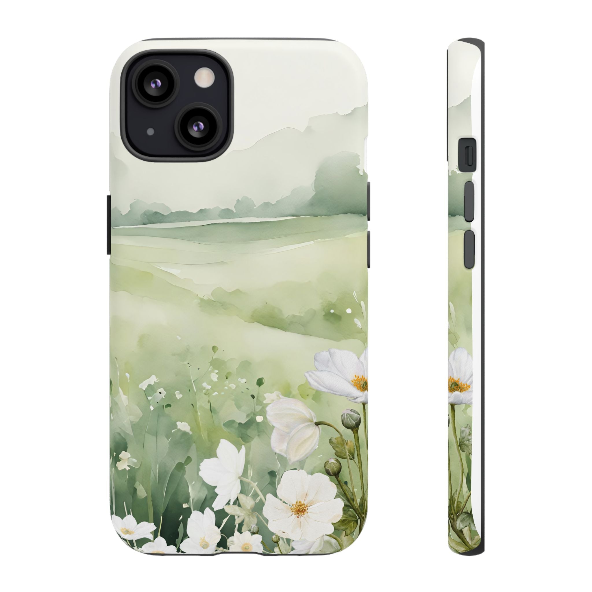 Phone Case - Soft Serene Landscape with White Flowers