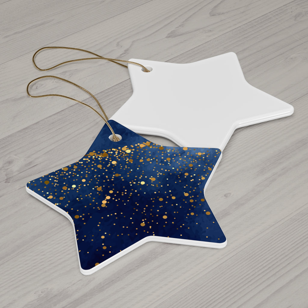 Ceramic Ornament - Elegant Navy Blue and Gold