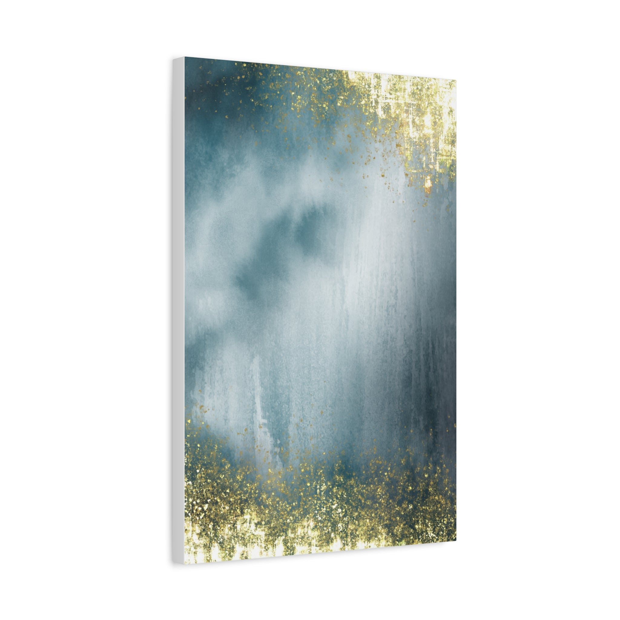Abstract Teal & Gold Matte Canvas Print — Stretched Wall Art