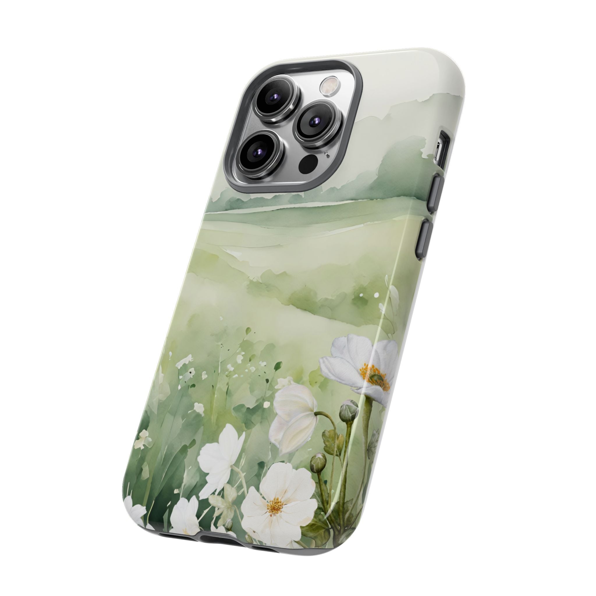 Phone Case - Soft Serene Landscape with White Flowers