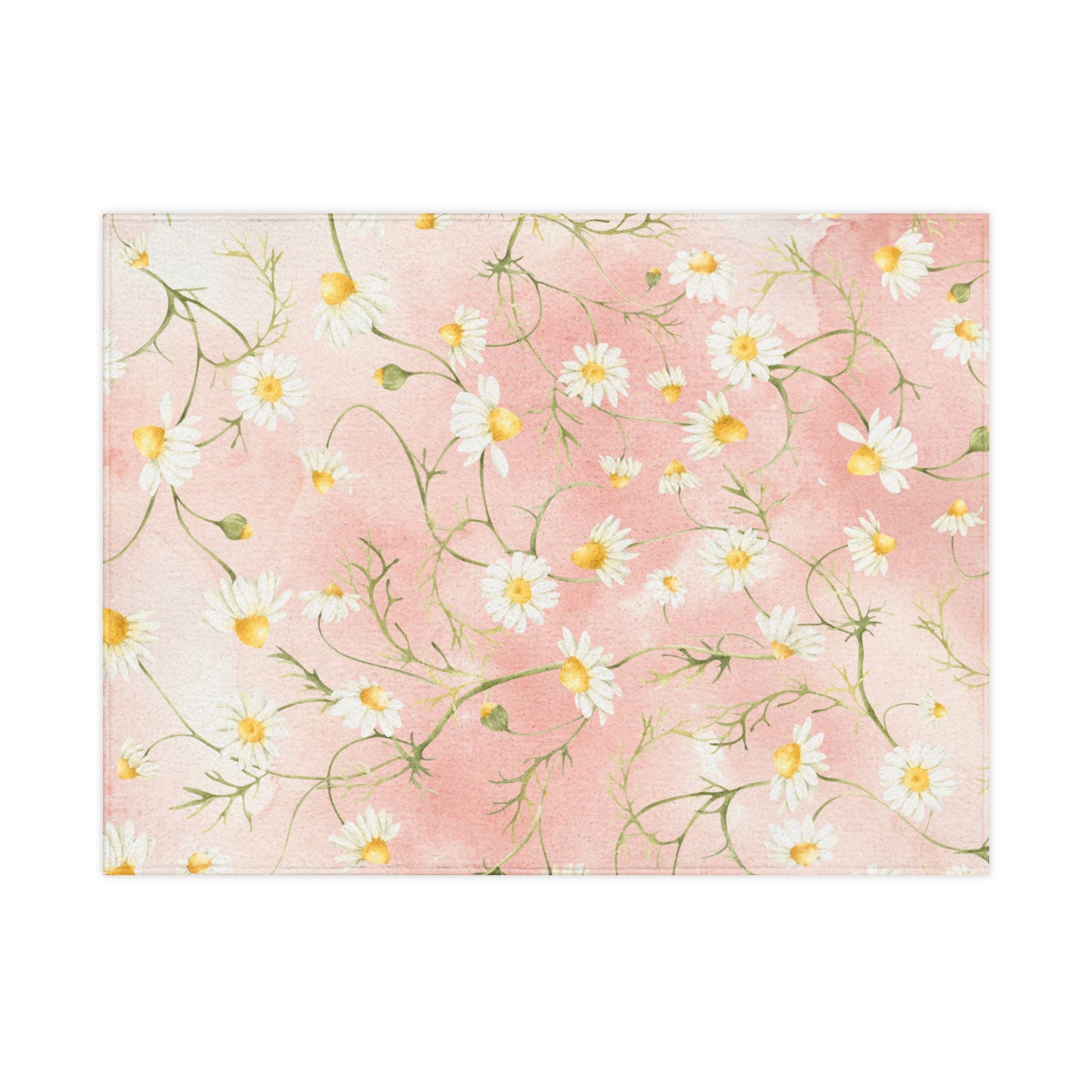 Toddler Blanket - Vintage Sweet Daisies on Soft Pink Watercolor Background, Nursery Decor, Baby Shower Gift, Kids Bedding, Floral Throw