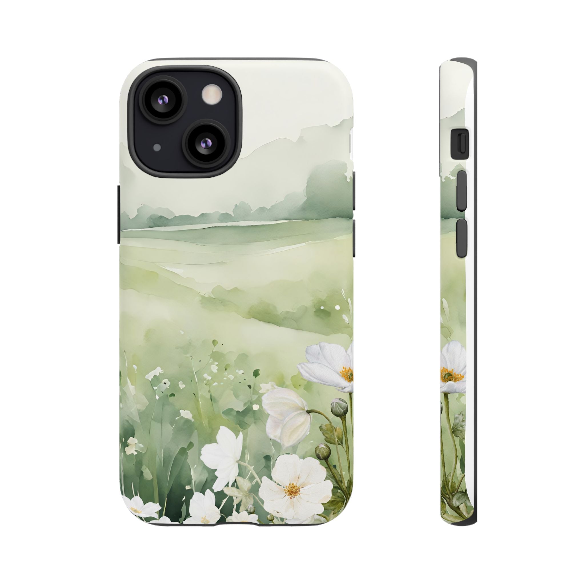 Phone Case - Soft Serene Landscape with White Flowers