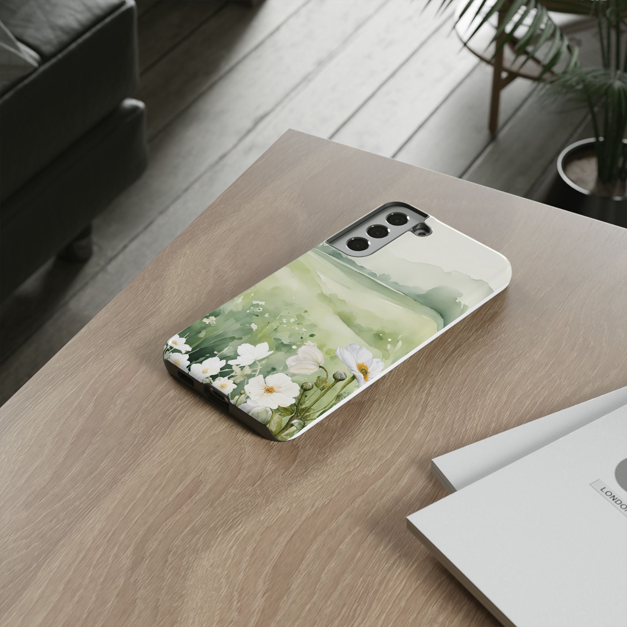 Phone Case - Soft Serene Landscape with White Flowers