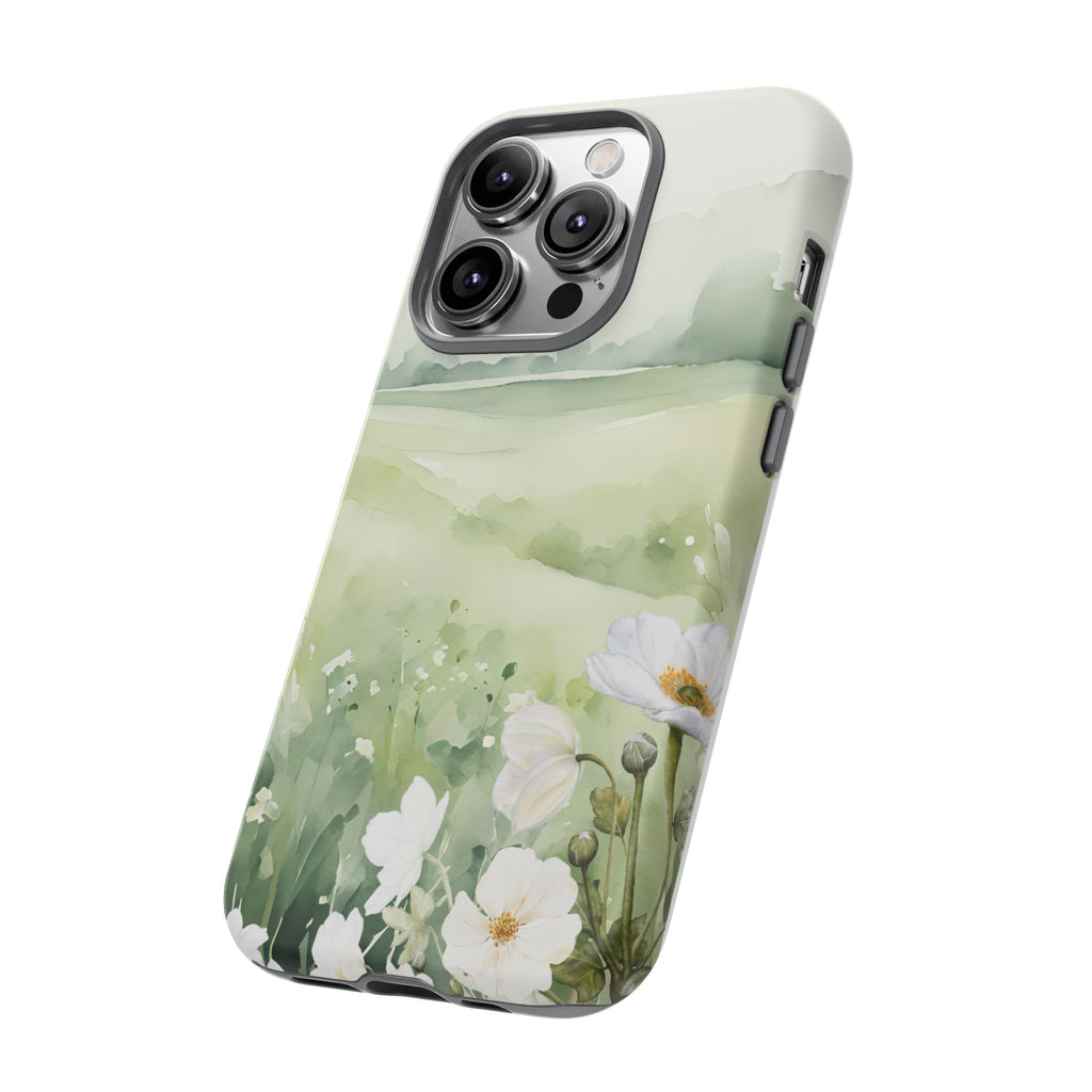 Phone Case - Soft Serene Landscape with White Flowers