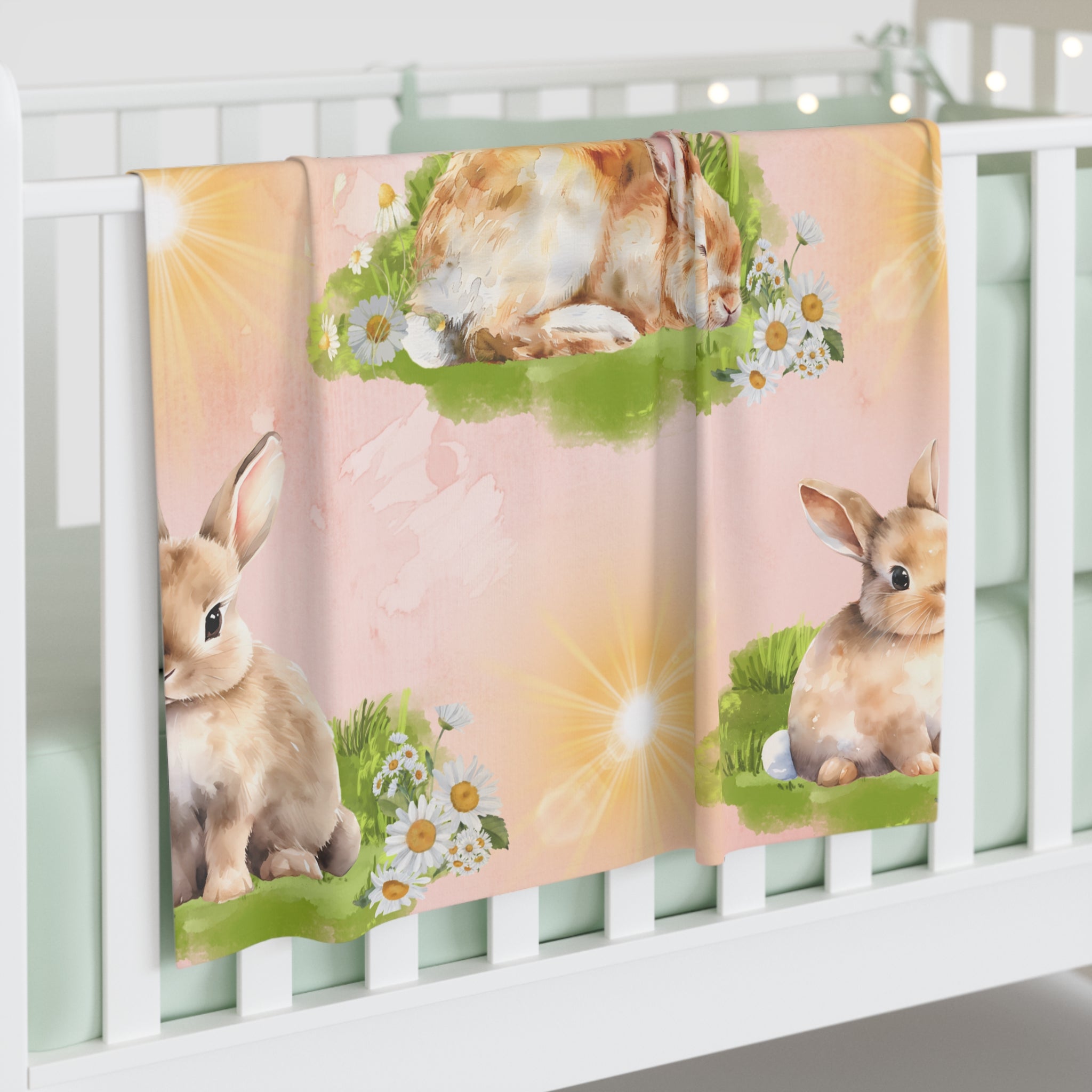 Swaddle Blanket - Vintage Bunny Napping in the Sun Design