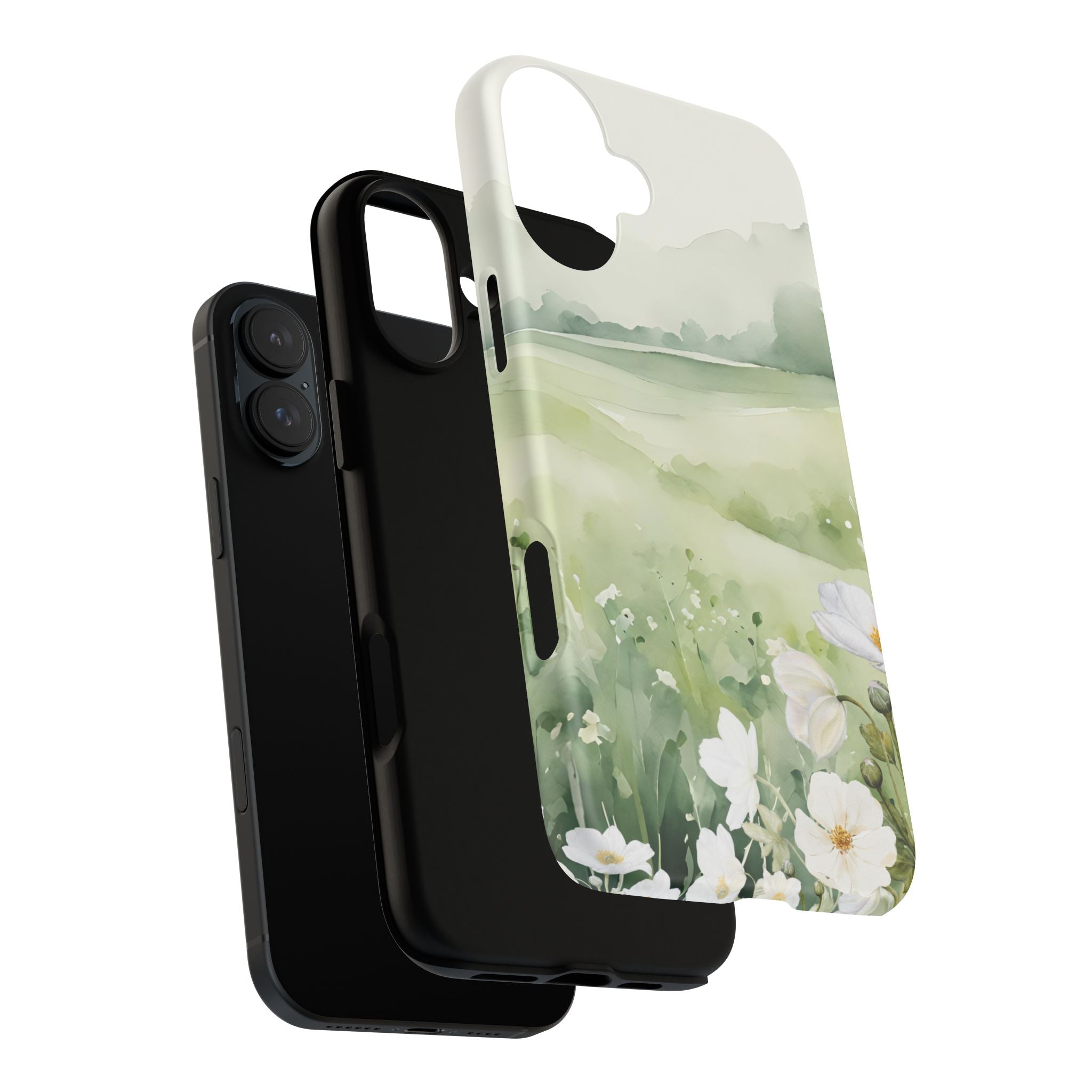 Phone Case - Soft Serene Landscape with White Flowers