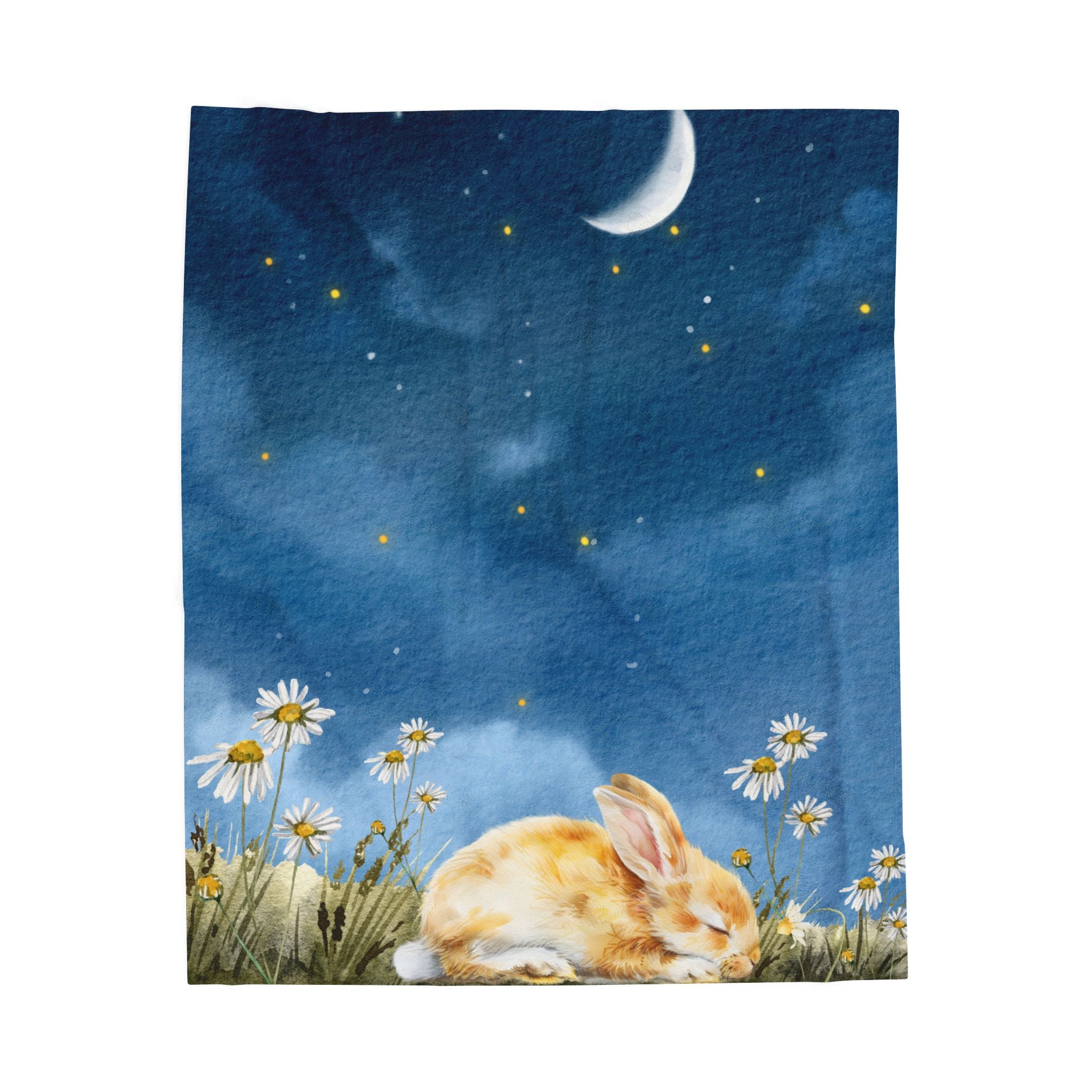 Dreamy Bunny Velveteen Plush Blanket | Cozy Throw for Kids, Nursery Decor, Baby Shower Gift, Easter Blanket, Starry Night