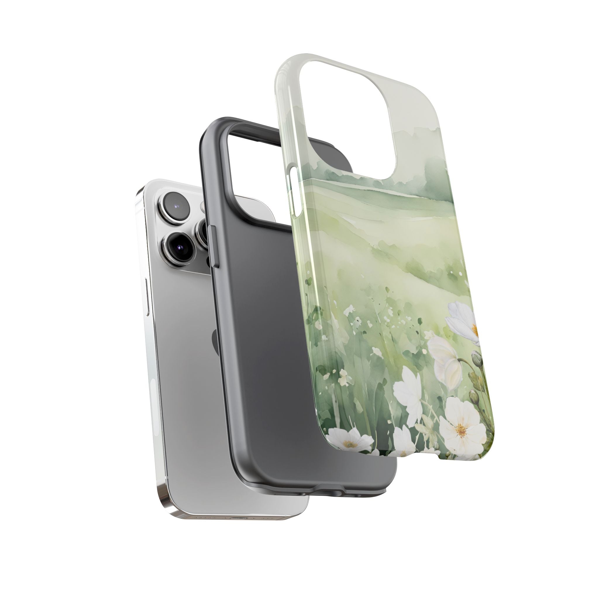 Phone Case - Soft Serene Landscape with White Flowers