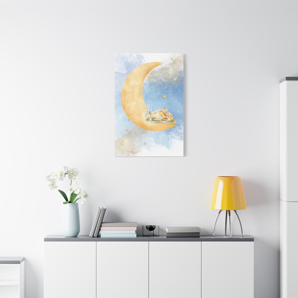 Whimsical Moon Rabbit Canvas Art