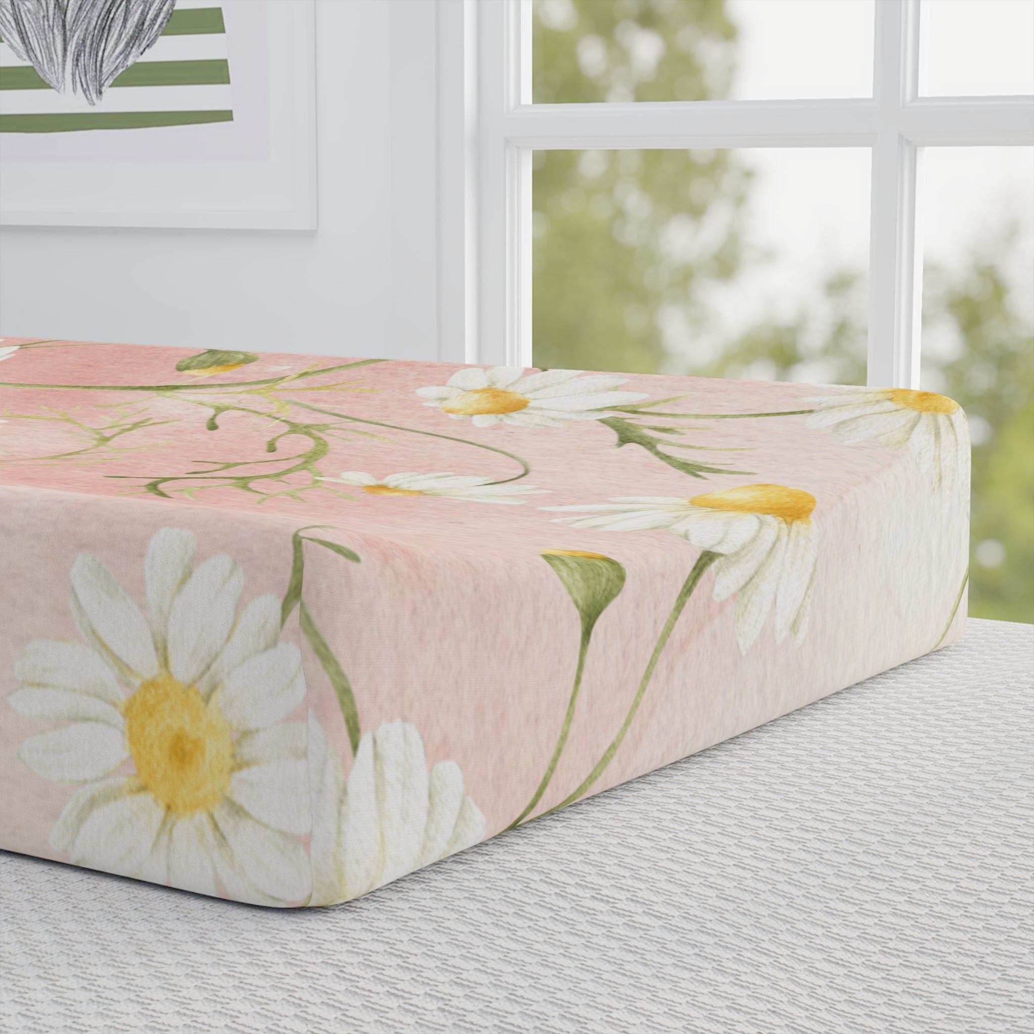 Changing Pad Cover, Soft Pink Daisies Nursery Decor, Vintage Floral Baby Gift, Diaper Changing Mat, Baby Shower Gift, Newborn Essentials