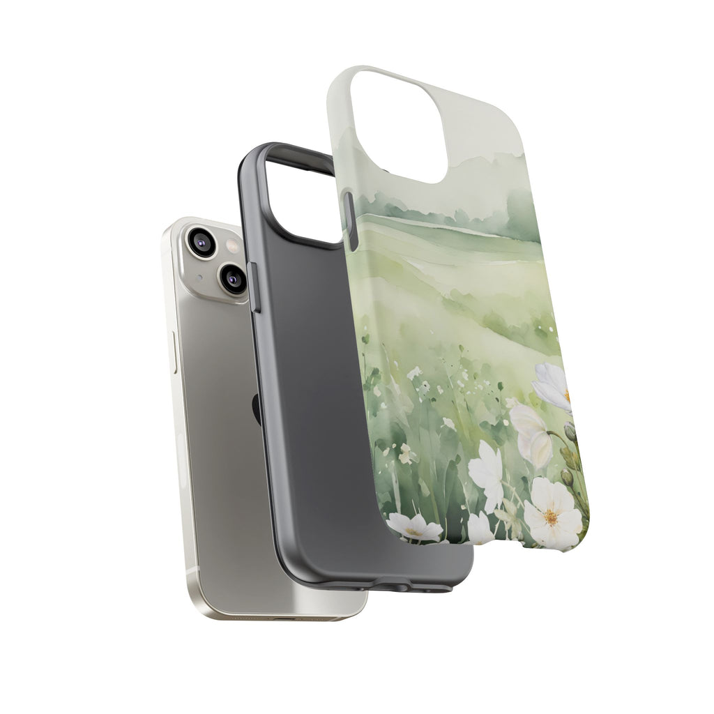 Phone Case - Soft Serene Landscape with White Flowers