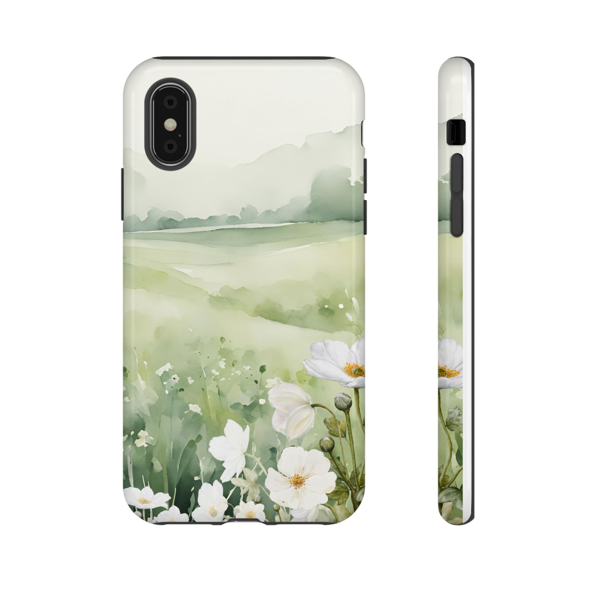Phone Case - Soft Serene Landscape with White Flowers