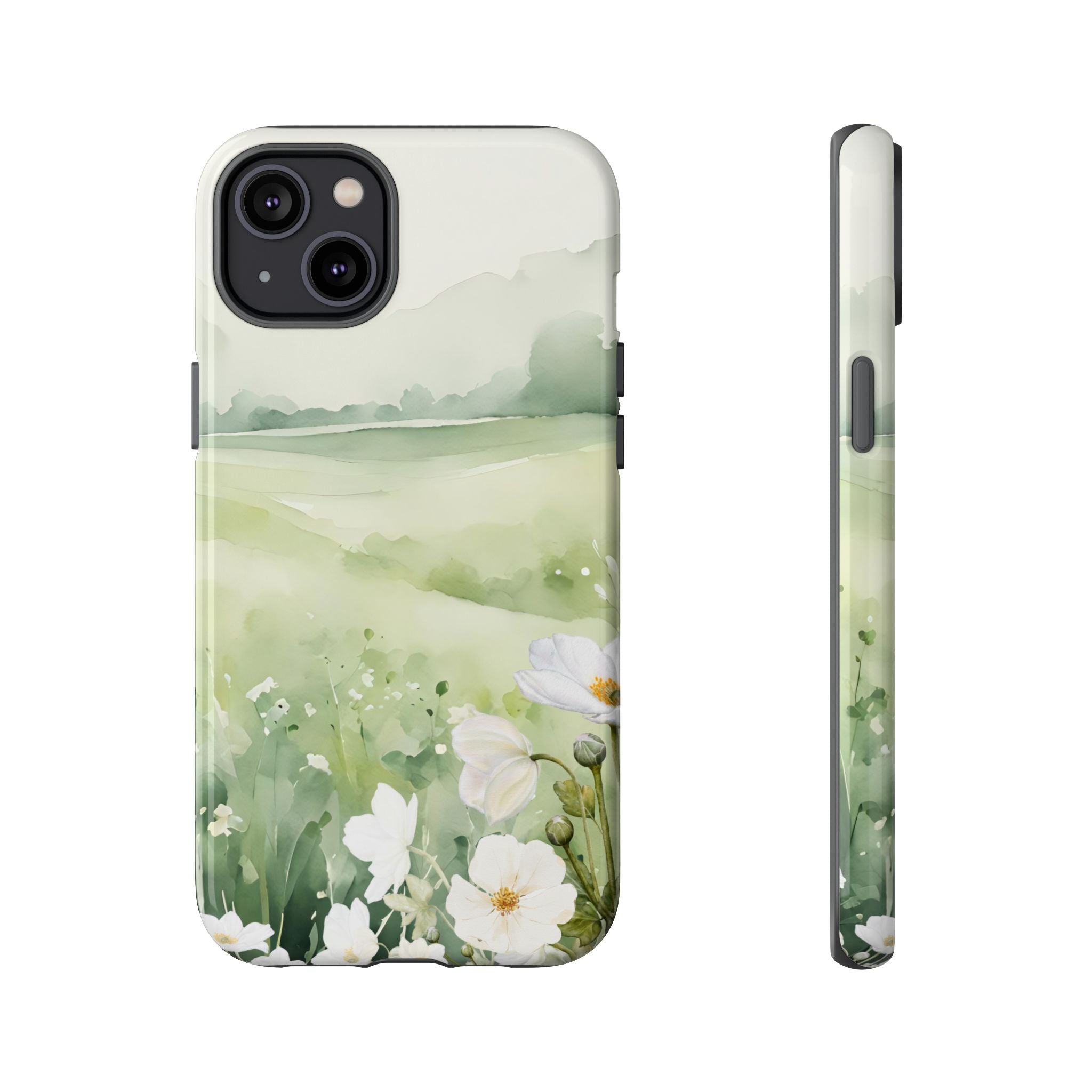 Phone Case - Soft Serene Landscape with White Flowers