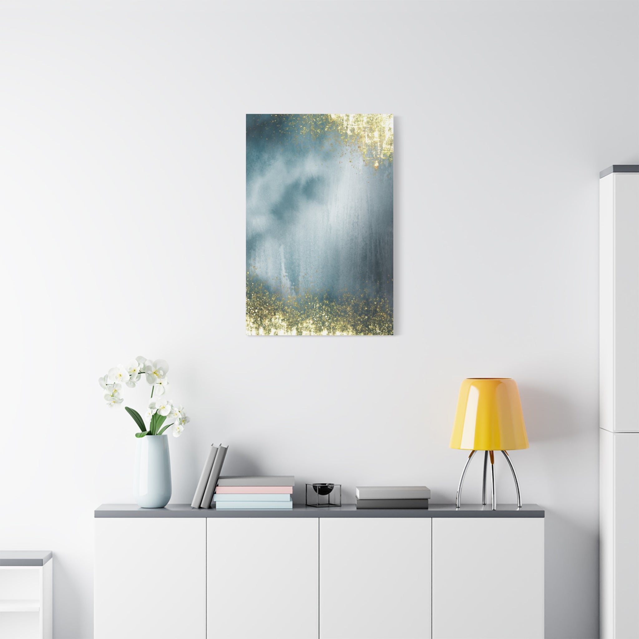 Abstract Teal & Gold Matte Canvas Print — Stretched Wall Art