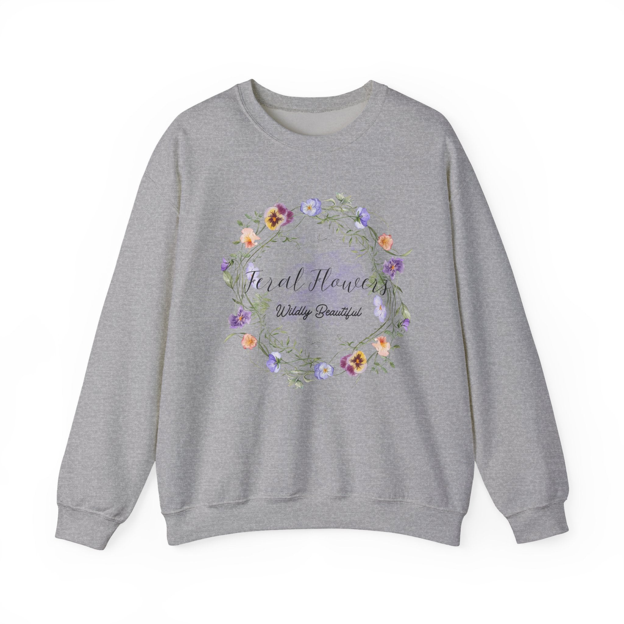 Floral Crewneck Sweatshirt with 'Wildly Beautiful' Slogan