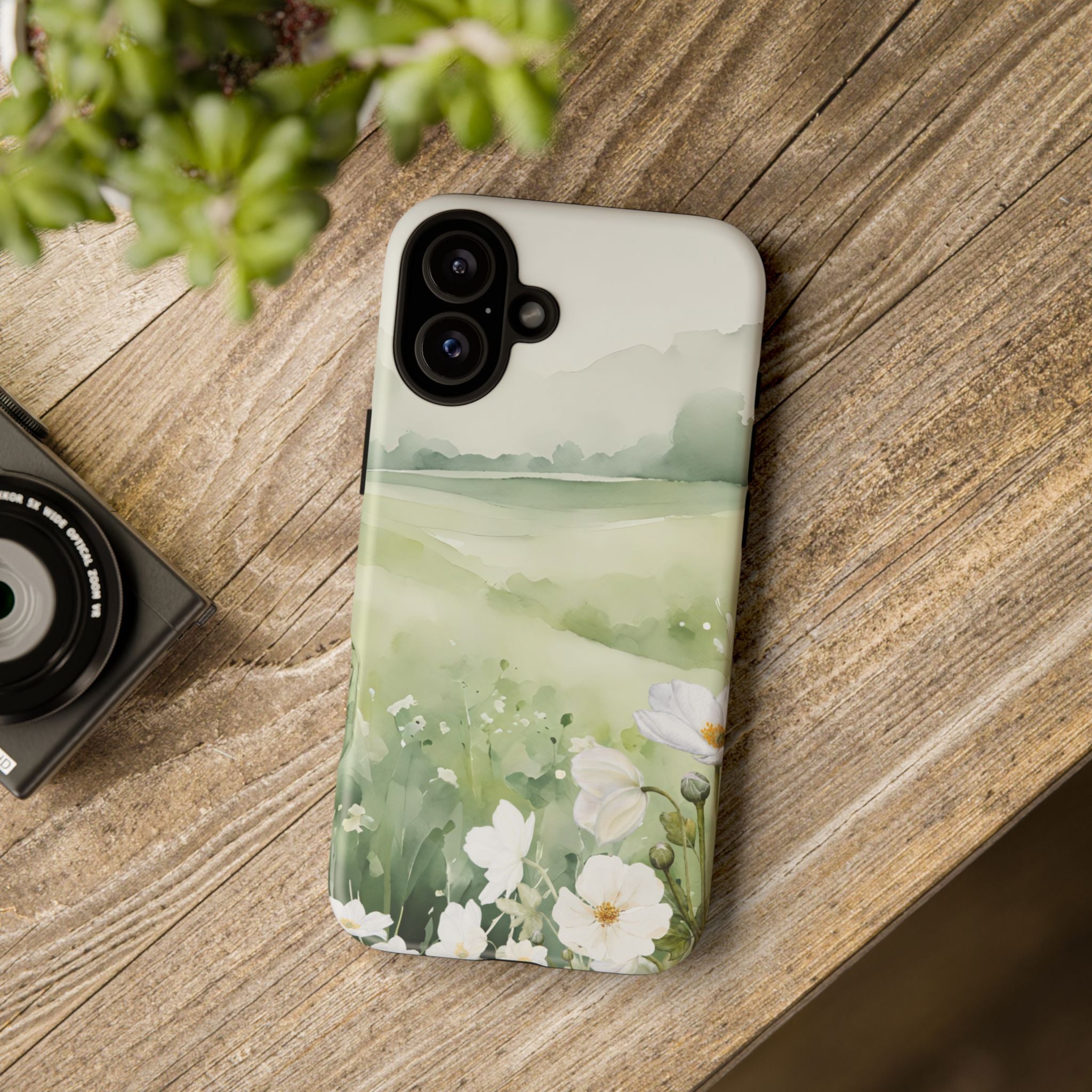 Phone Case - Soft Serene Landscape with White Flowers