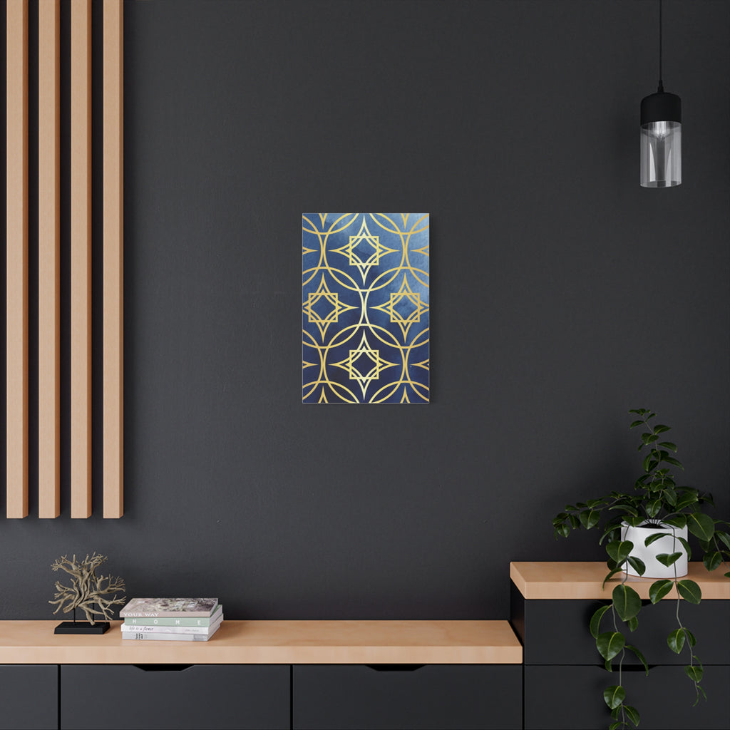 Elegant Blue and Gold Geometric Canvas Wall Art 12 x9, 11 x14