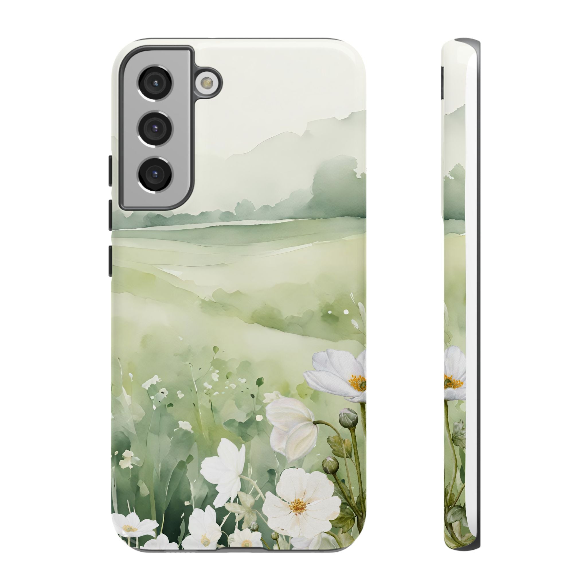 Phone Case - Soft Serene Landscape with White Flowers