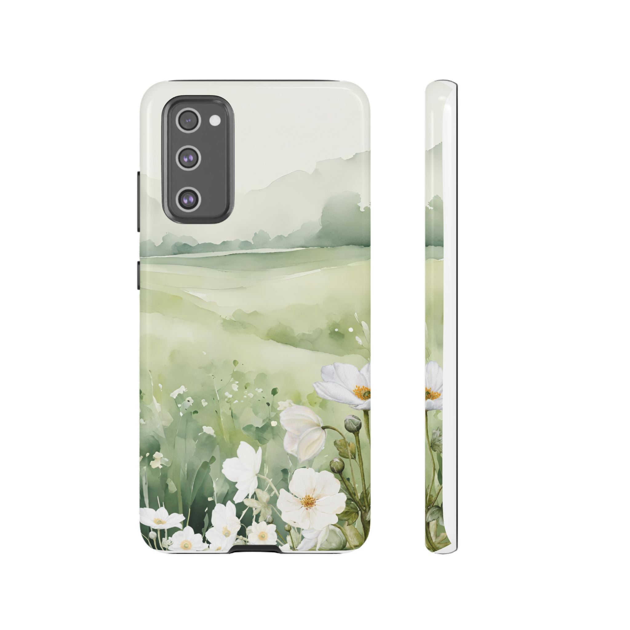 Phone Case - Soft Serene Landscape with White Flowers