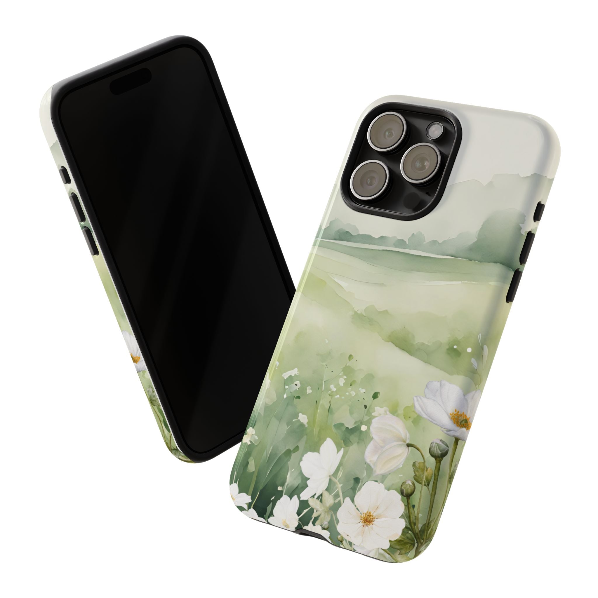 Phone Case - Soft Serene Landscape with White Flowers
