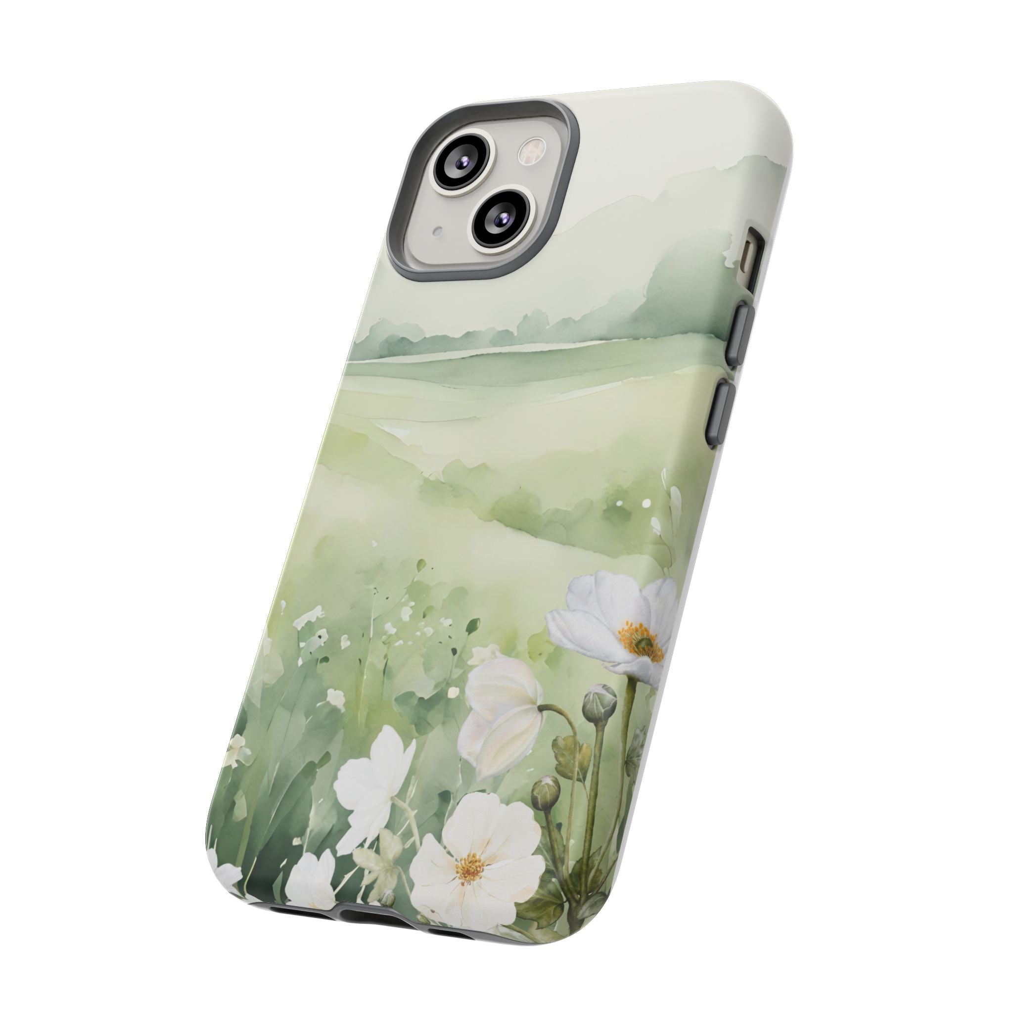 Phone Case - Soft Serene Landscape with White Flowers
