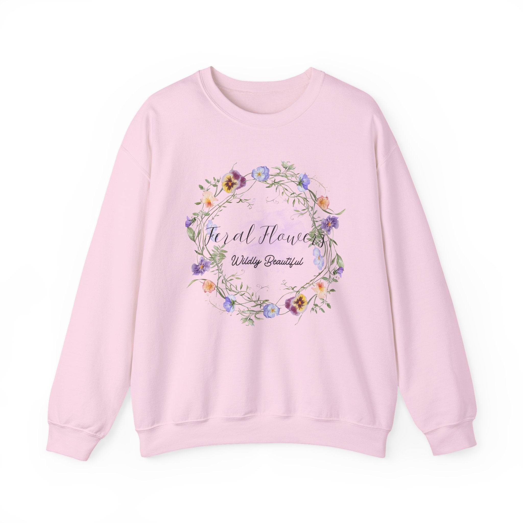 Floral Crewneck Sweatshirt with 'Wildly Beautiful' Slogan