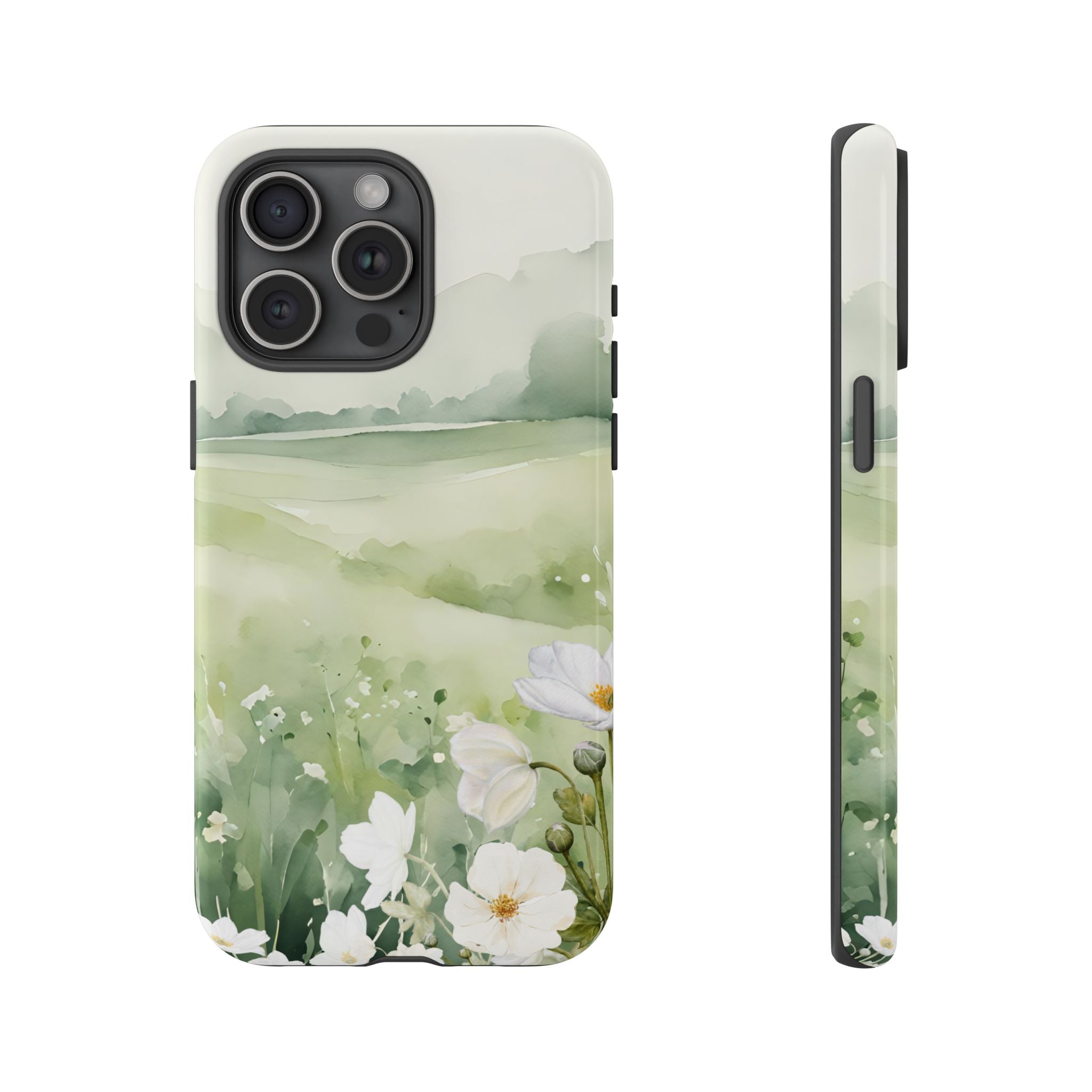 Phone Case - Soft Serene Landscape with White Flowers