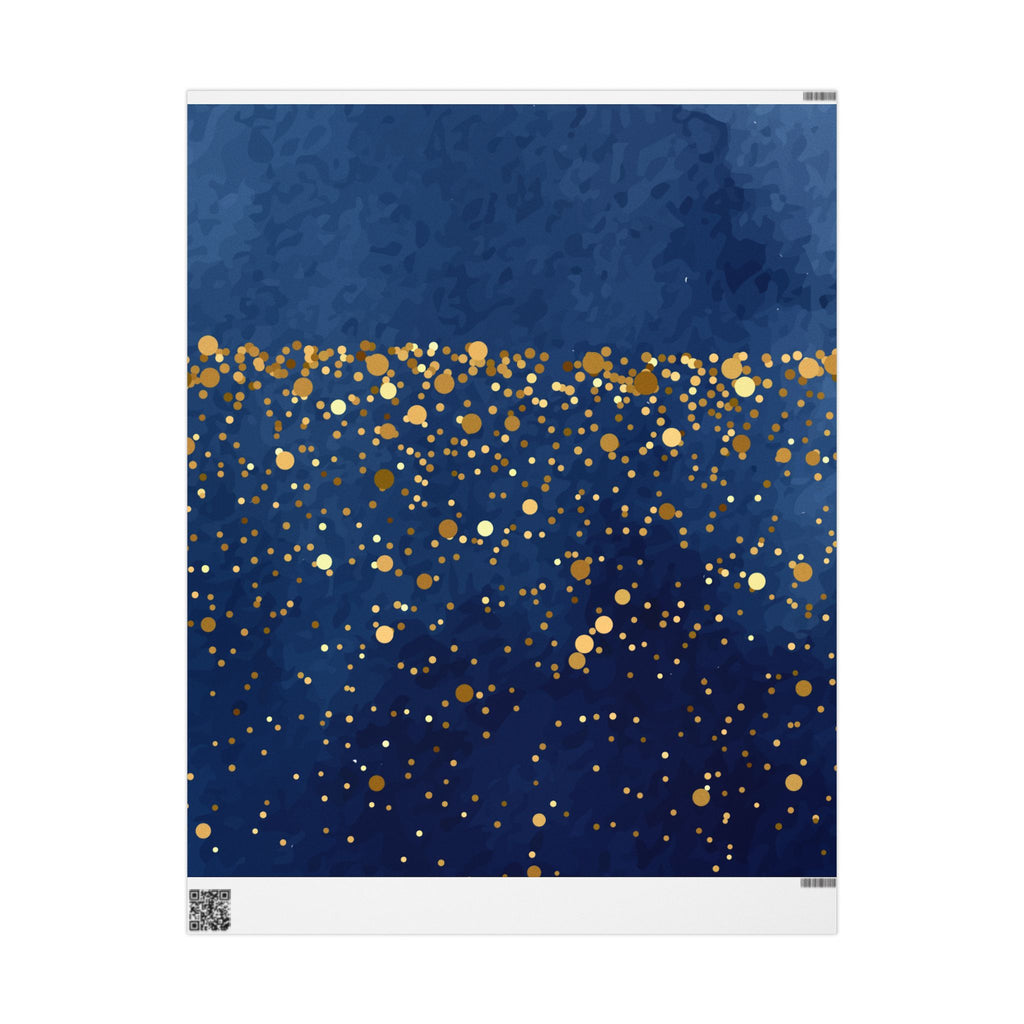 Elegant Blue and Gold Dotted Wrapping Paper Roll