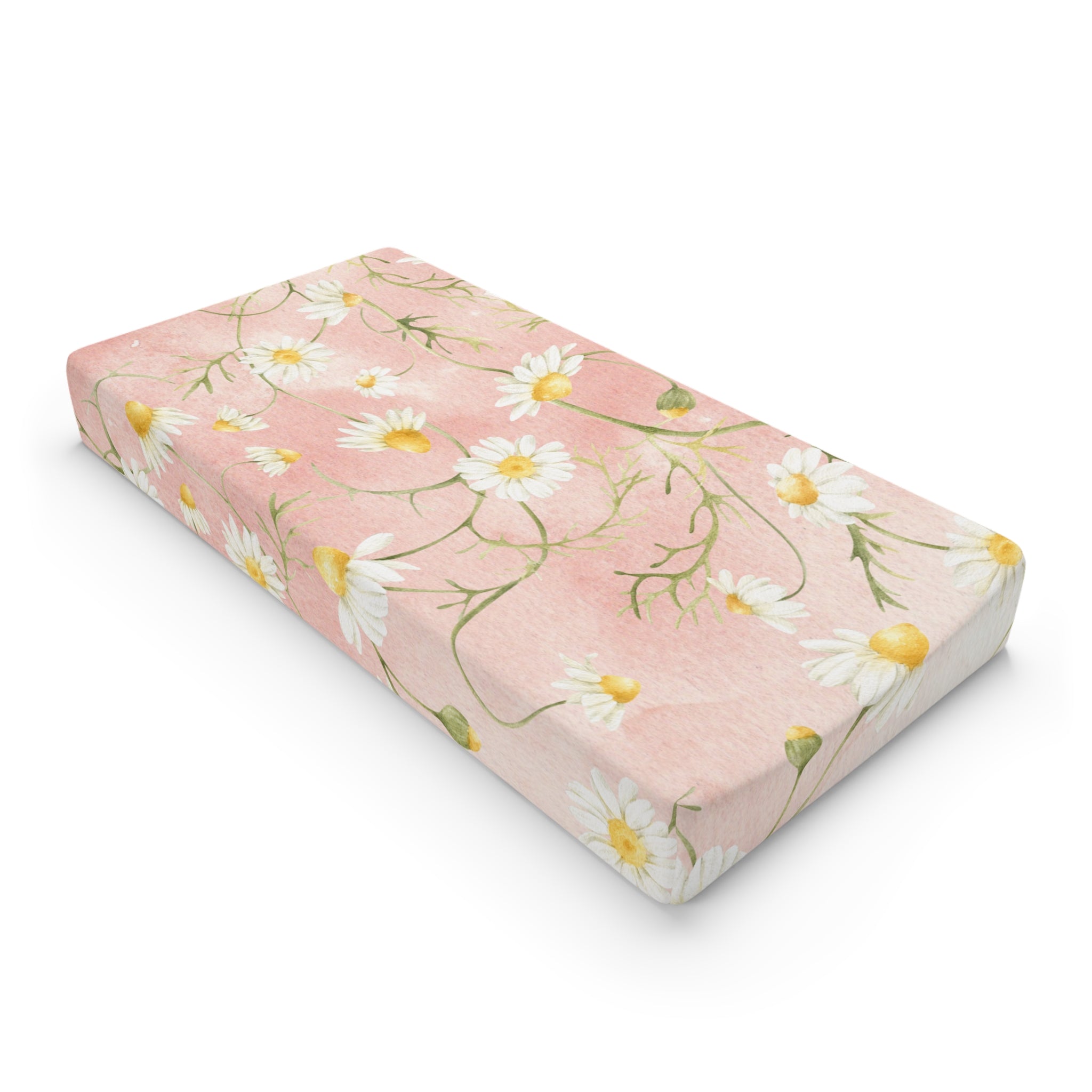 Changing Pad Cover, Soft Pink Daisies Nursery Decor, Vintage Floral Baby Gift, Diaper Changing Mat, Baby Shower Gift, Newborn Essentials