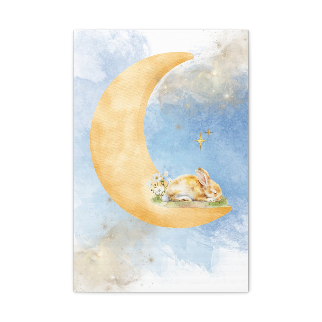 Whimsical Moon Rabbit Canvas Art
