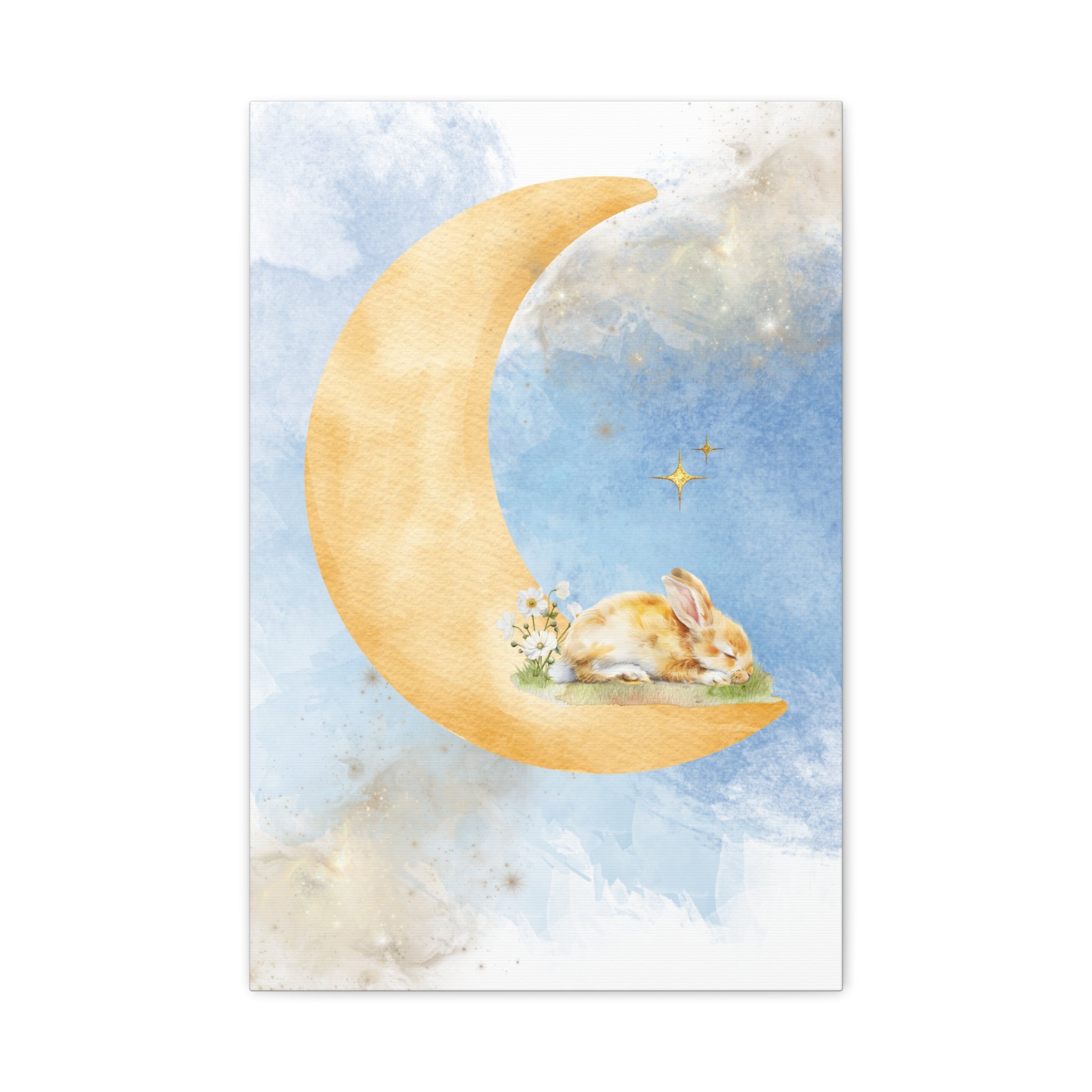 Whimsical Moon Rabbit Canvas Art