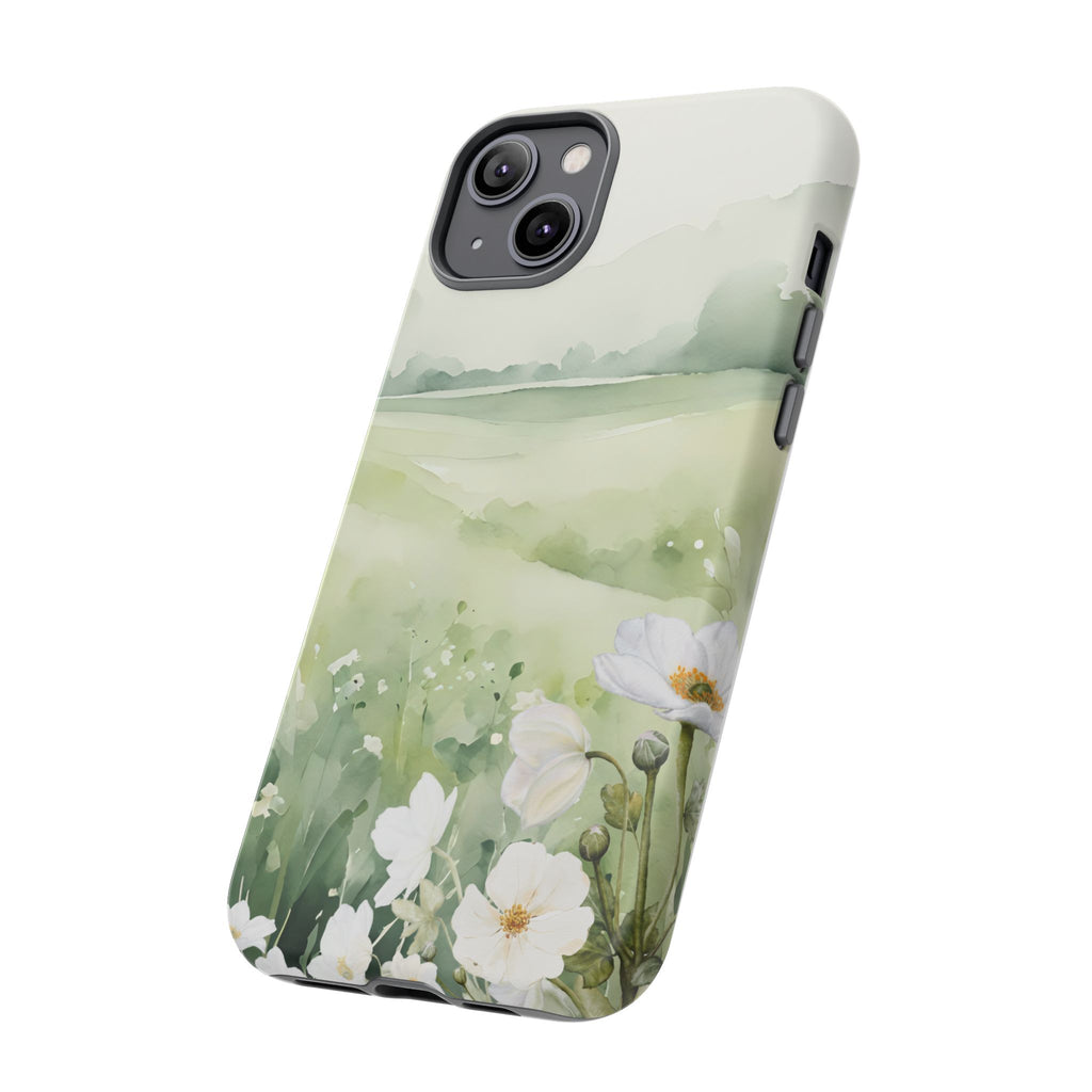 Phone Case - Soft Serene Landscape with White Flowers