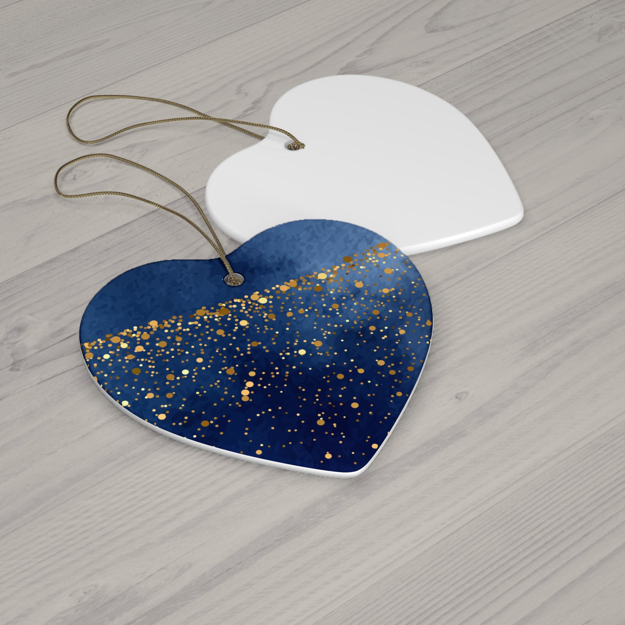 Ceramic Ornament - Elegant Navy Blue and Gold