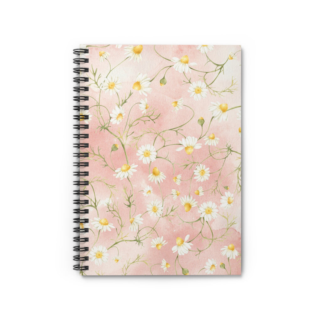 Daisy Floral Pink Watercolor Spiral Notebook