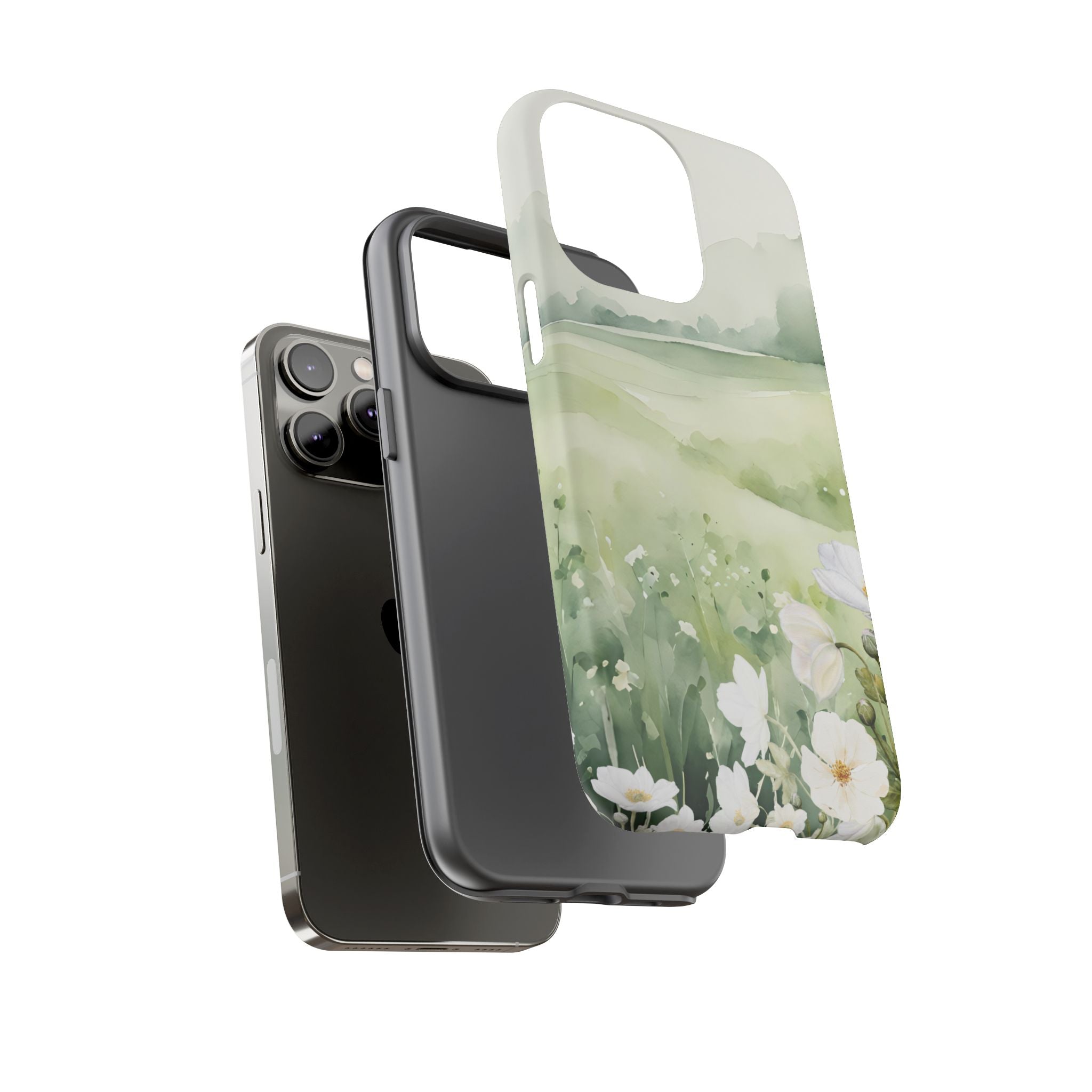 Phone Case - Soft Serene Landscape with White Flowers