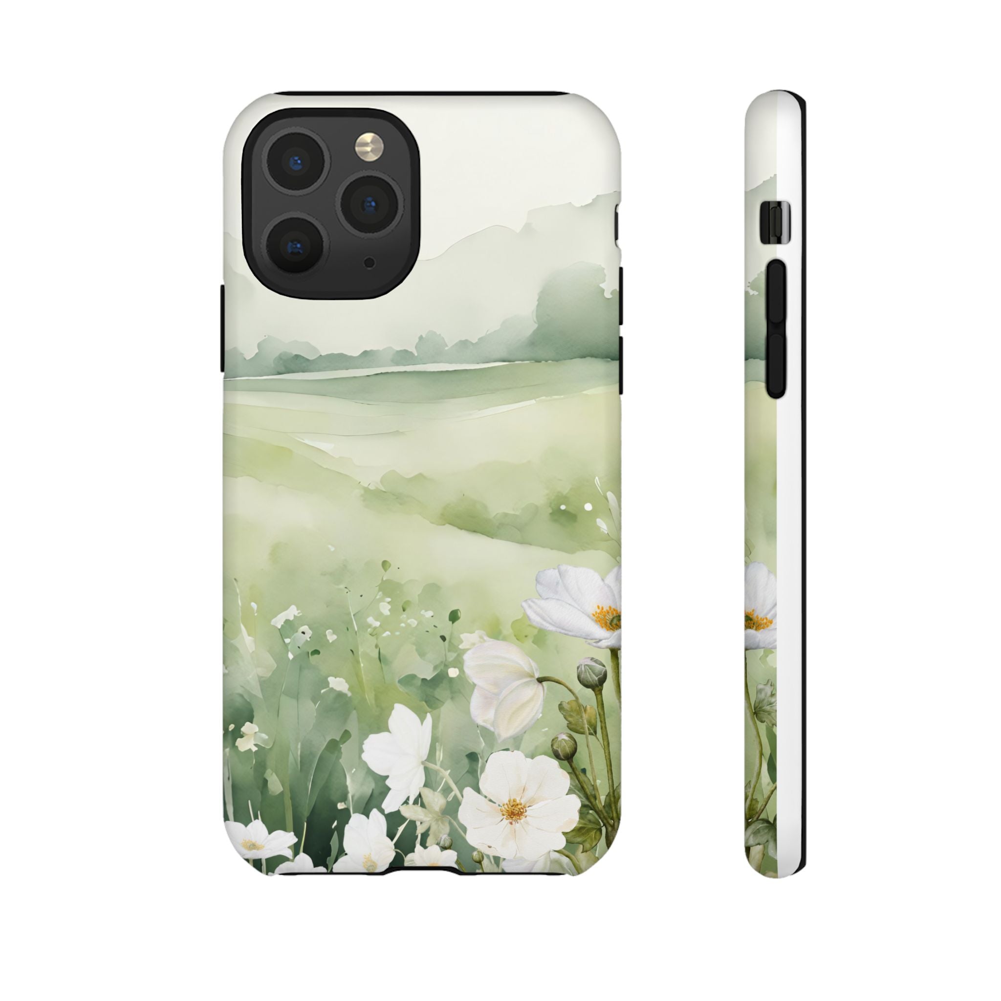 Phone Case - Soft Serene Landscape with White Flowers