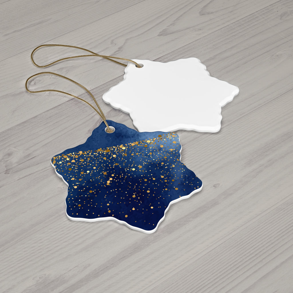 Ceramic Ornament - Elegant Navy Blue and Gold