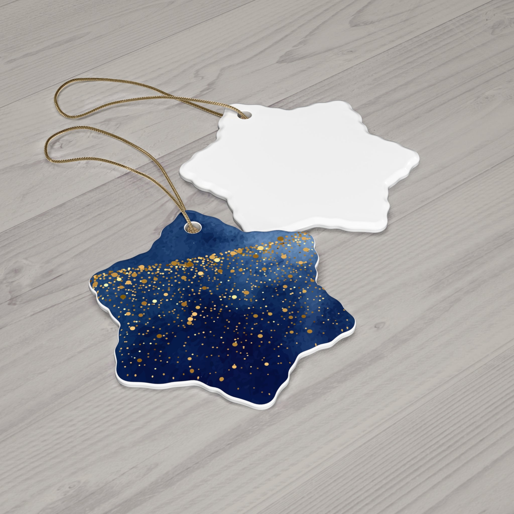 Ceramic Ornament - Elegant Navy Blue and Gold
