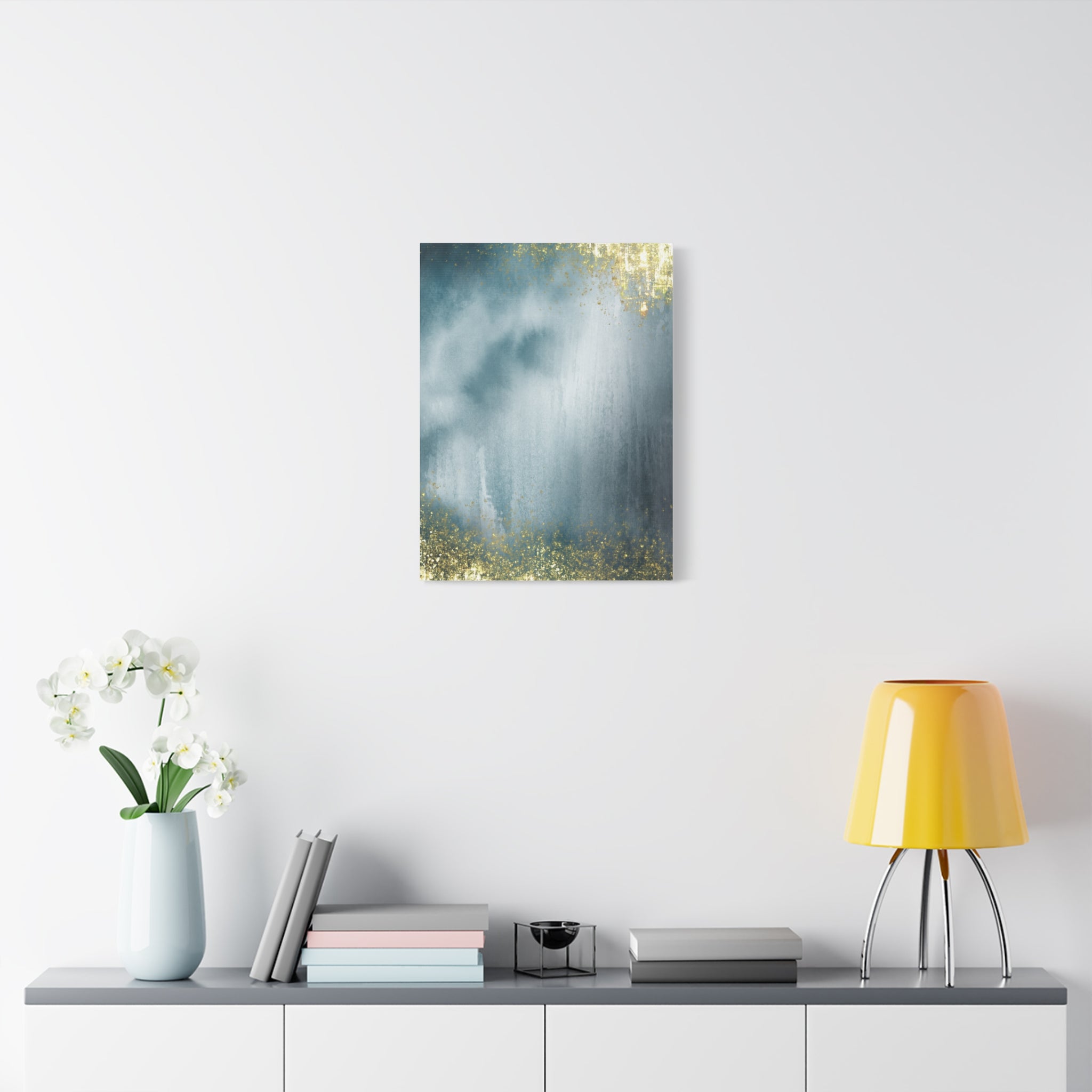 Abstract Teal & Gold Matte Canvas Print — Stretched Wall Art