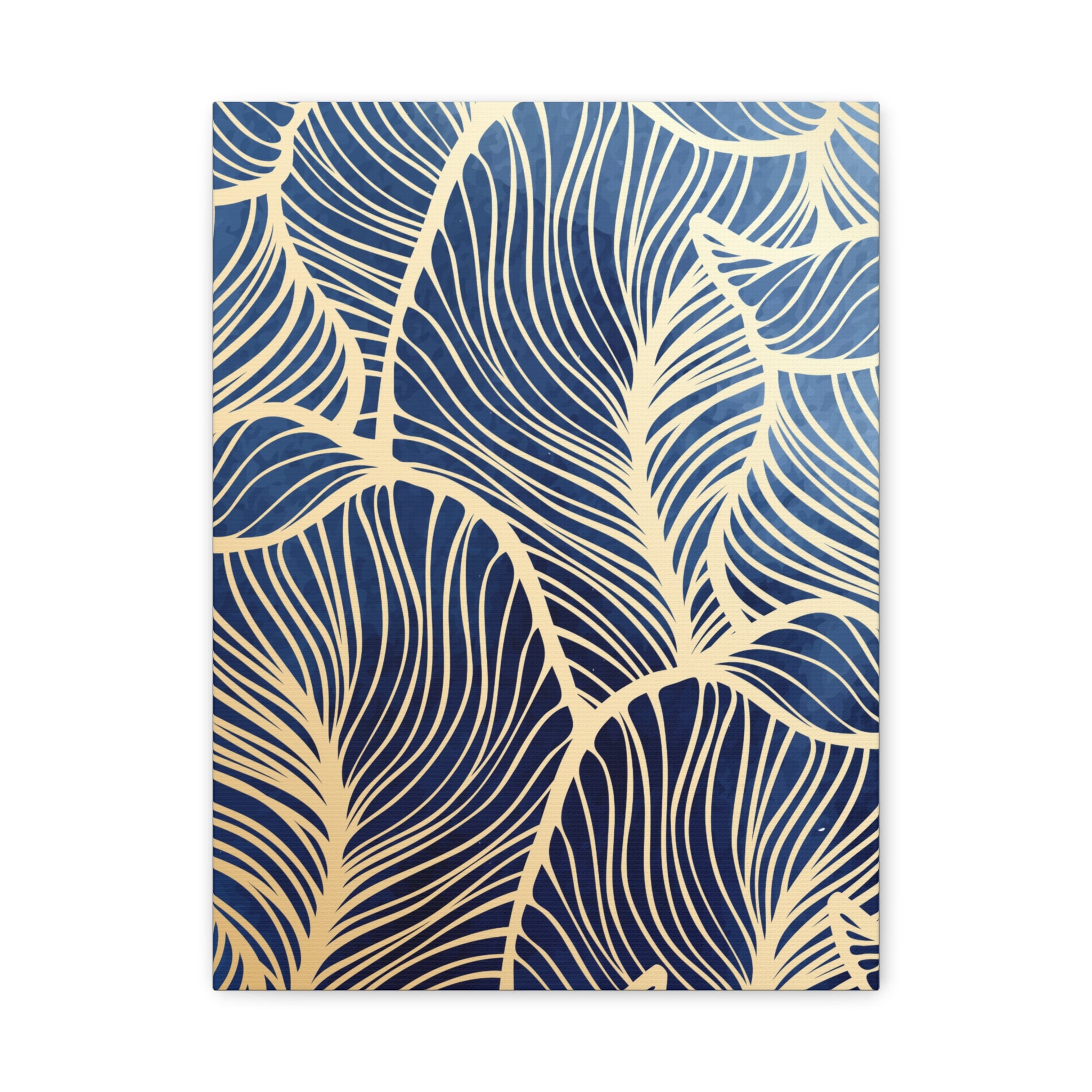 Navy Leaf Pattern Canvas Wall Art 12 x9, 11 x14, 12x16