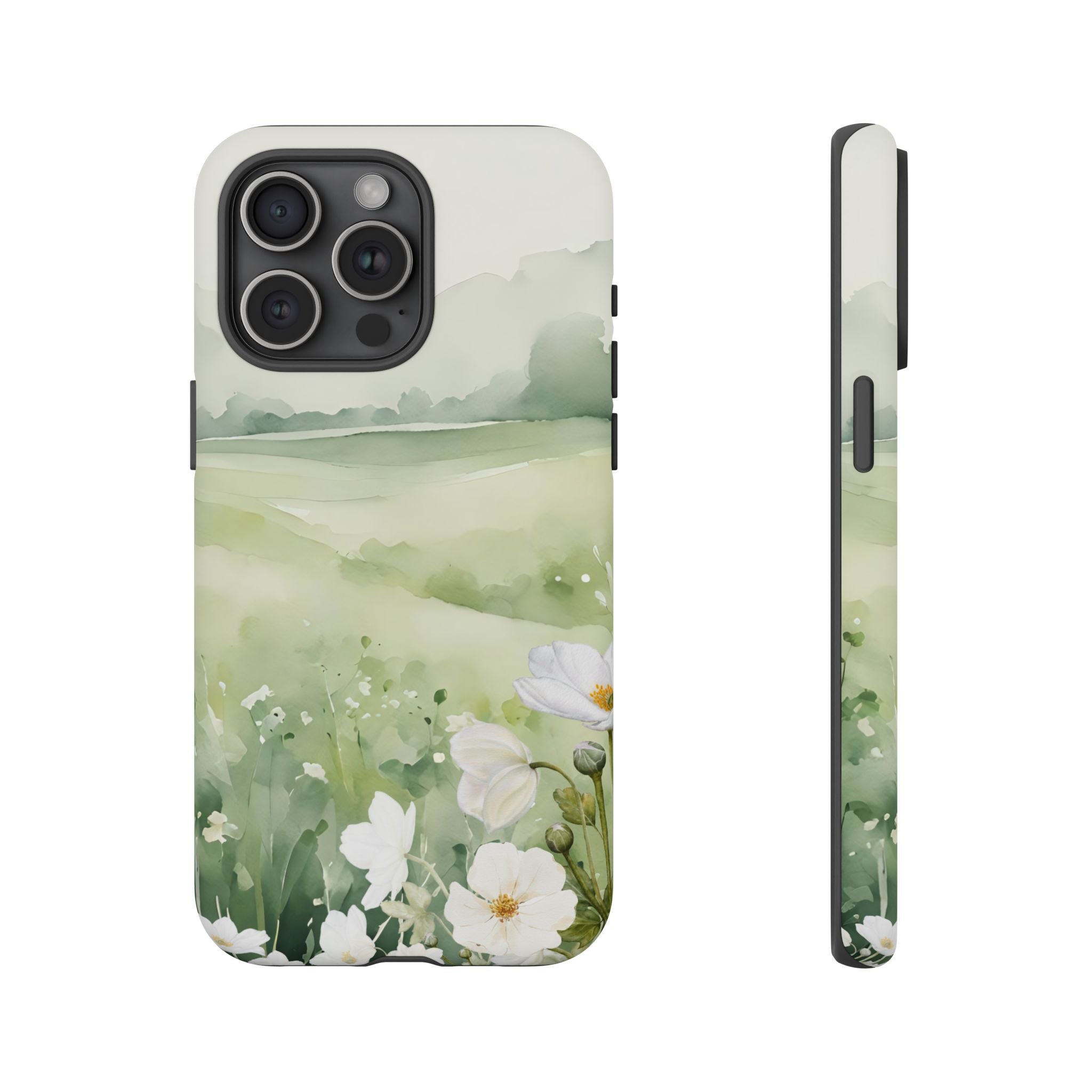 Phone Case - Soft Serene Landscape with White Flowers