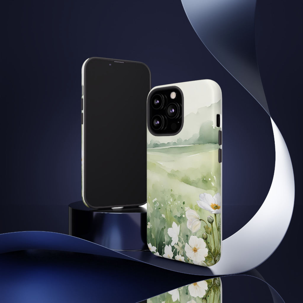 Phone Case - Soft Serene Landscape with White Flowers