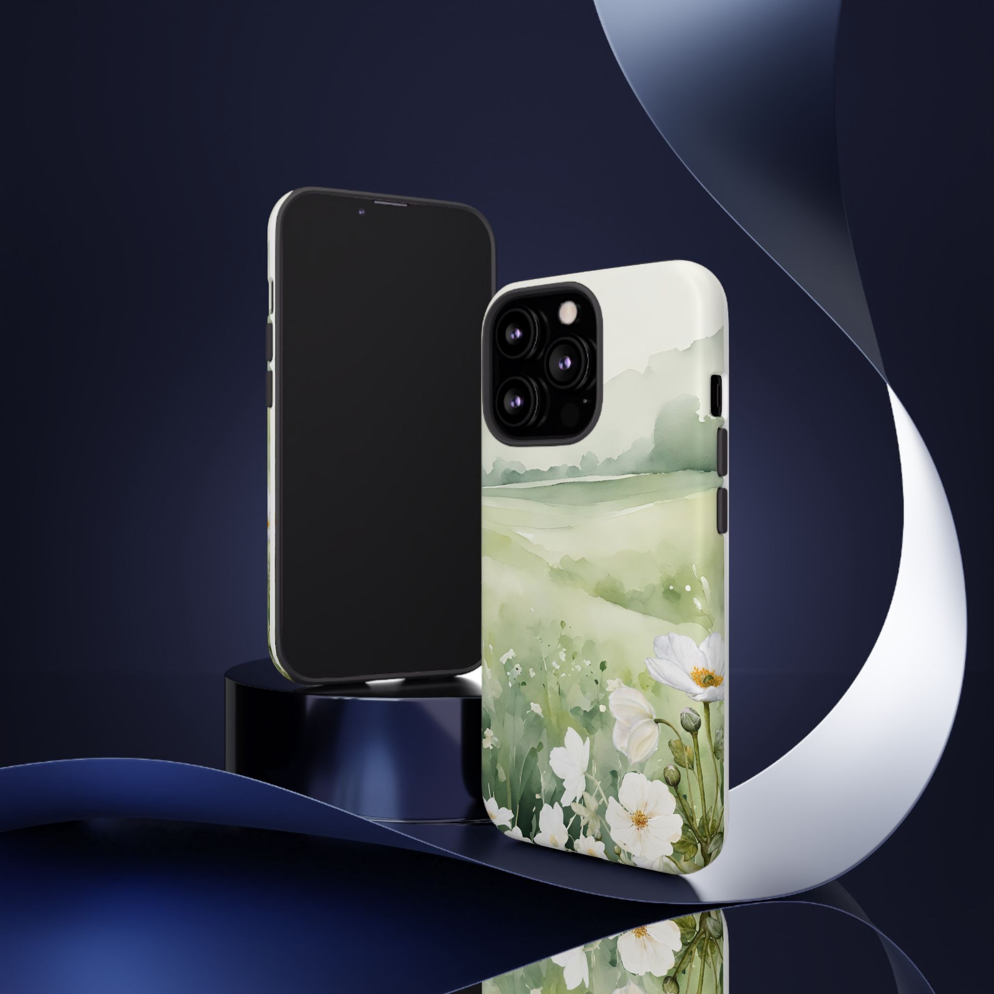 Phone Case - Soft Serene Landscape with White Flowers